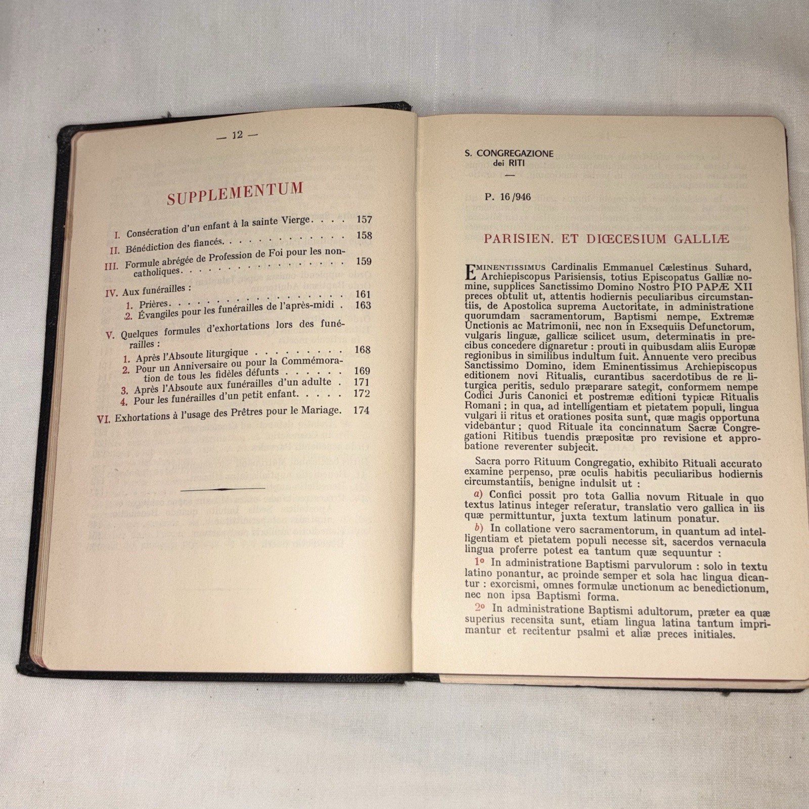 1956 Rituale Parvum Ad Usum Dioecesium Gallicae Linguae Catholic Ritual Book