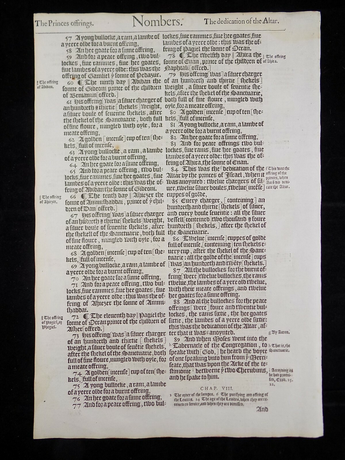 1583 Noblest Geneva Bible Folio- Book of Numbers Leaves- YOU PICK