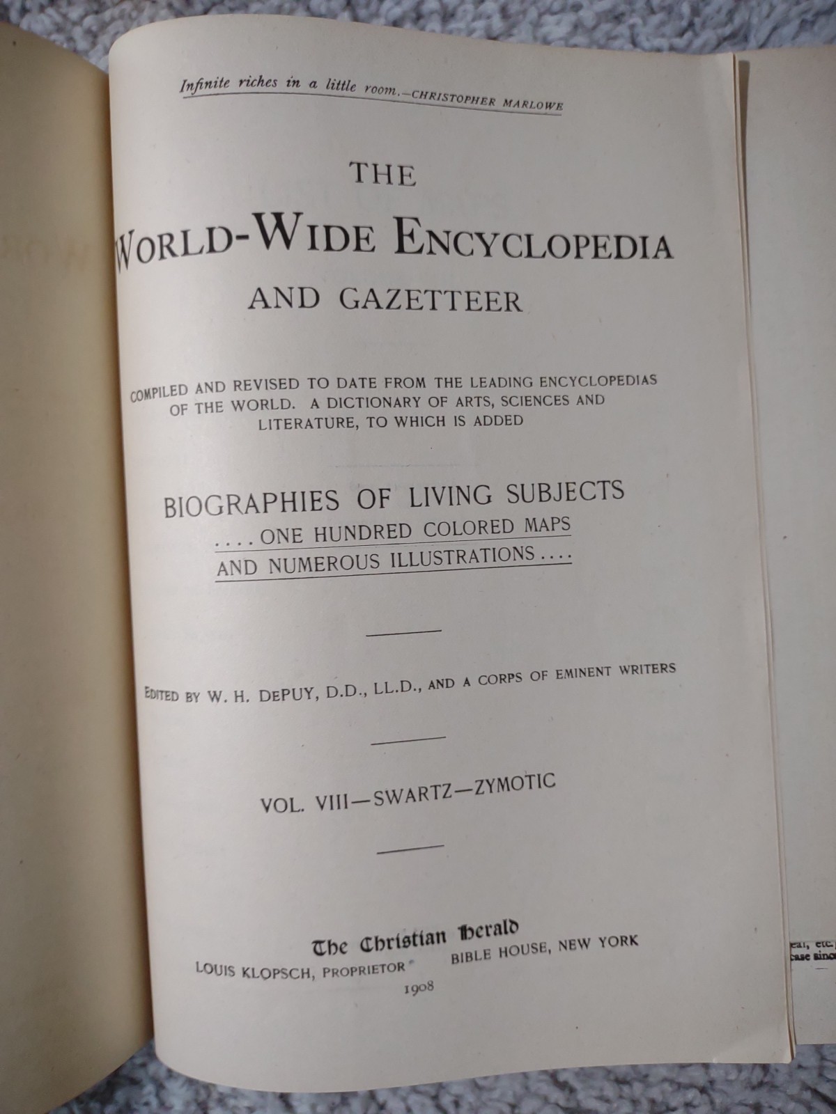 The World-Wide Encyclopedia And Gazetteer – The Christian Herald 1908 4 Volumes