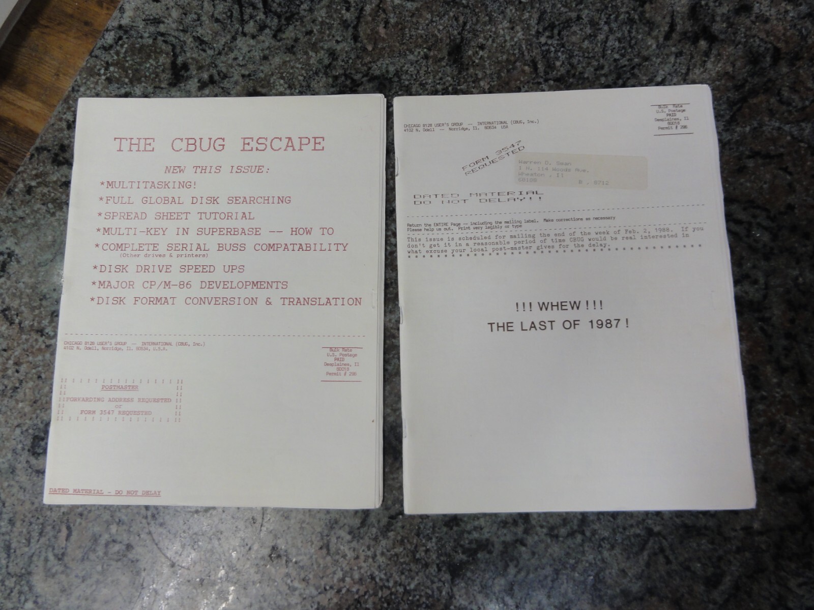 Commodore B128 Lot of 10 CBug Escape Chicago User’s Group 1st Issues 1985 + More