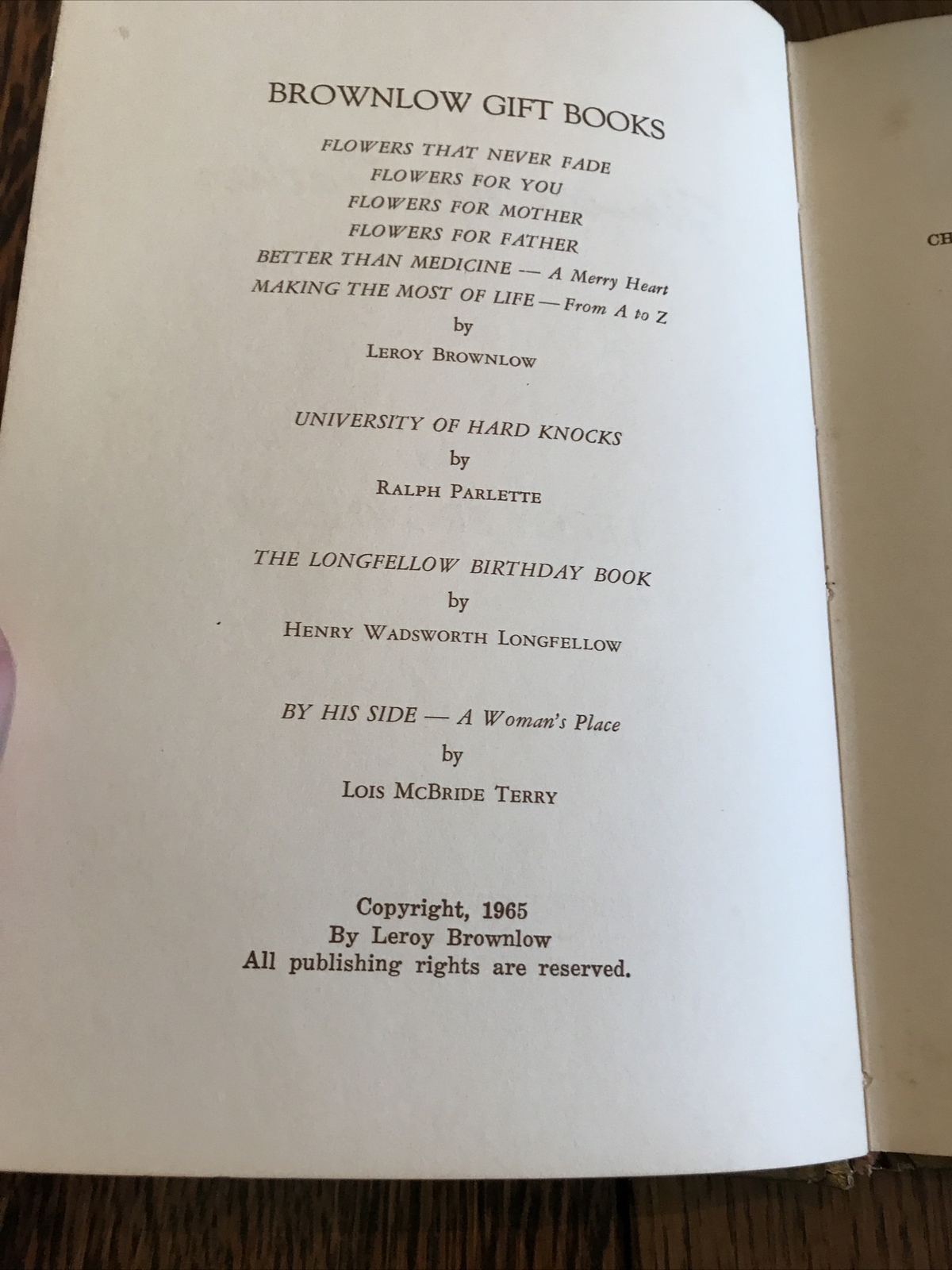 1965 Brownlow Flowers For Father Gift Book Fathers Day