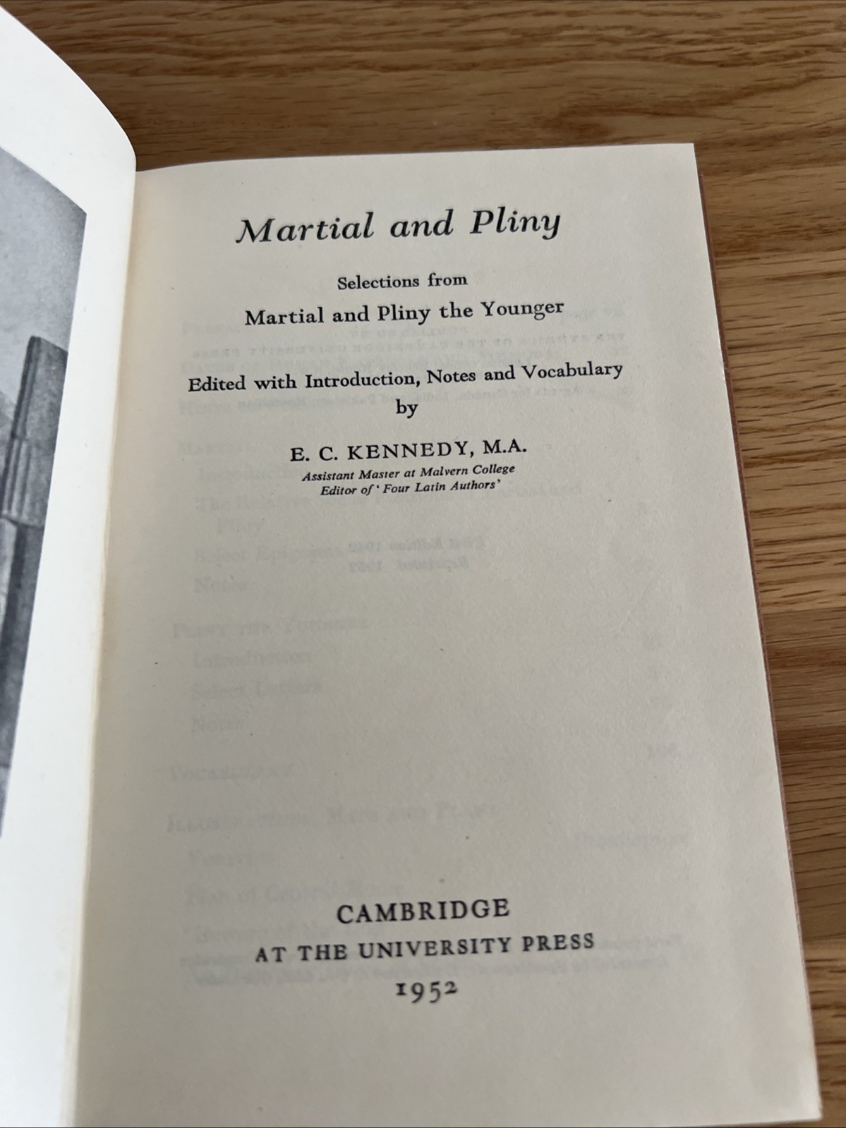 Martial And Pliny By E.C. Kennedy 1953 Cambridge University Press Book