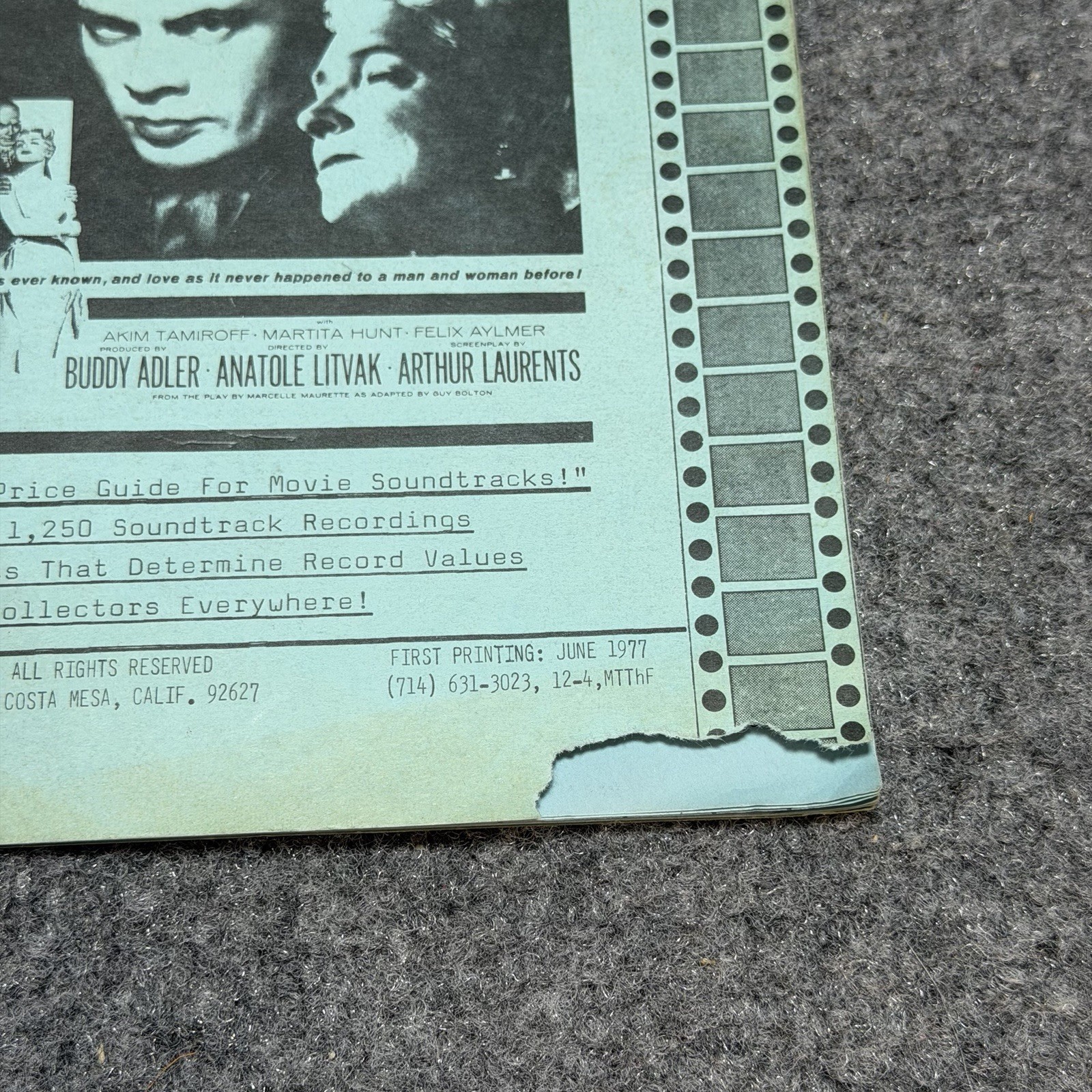 The Film Music Buyer’s Guide 1977 Price Guide Featuring 1956 Film Anastasia