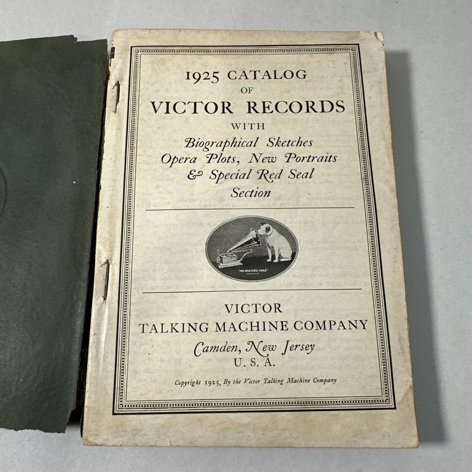 1925 Victor Records Catalog Book Price Guide Music Talking Machine History