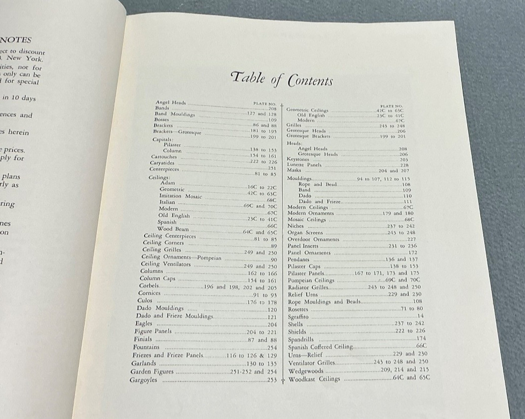 OLD ARCHITECTURE BOOK ARCHITECTURAL ORNAMENTS CATALOG CEILINGS FRIEZES ECT 1929