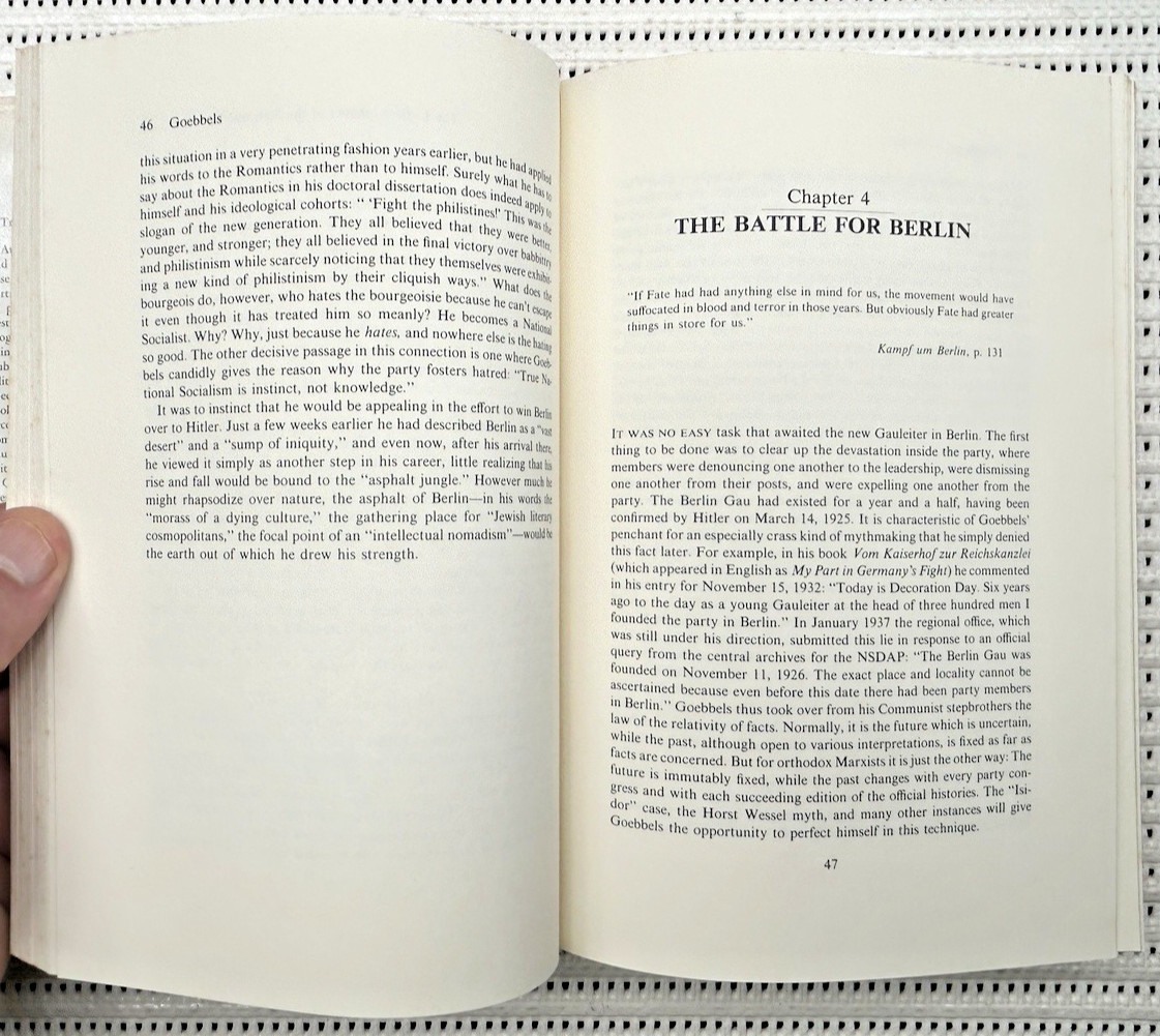 World War II Goebbels A Biography Hardcover Dust Jacket Illust. 1st Edition 387p