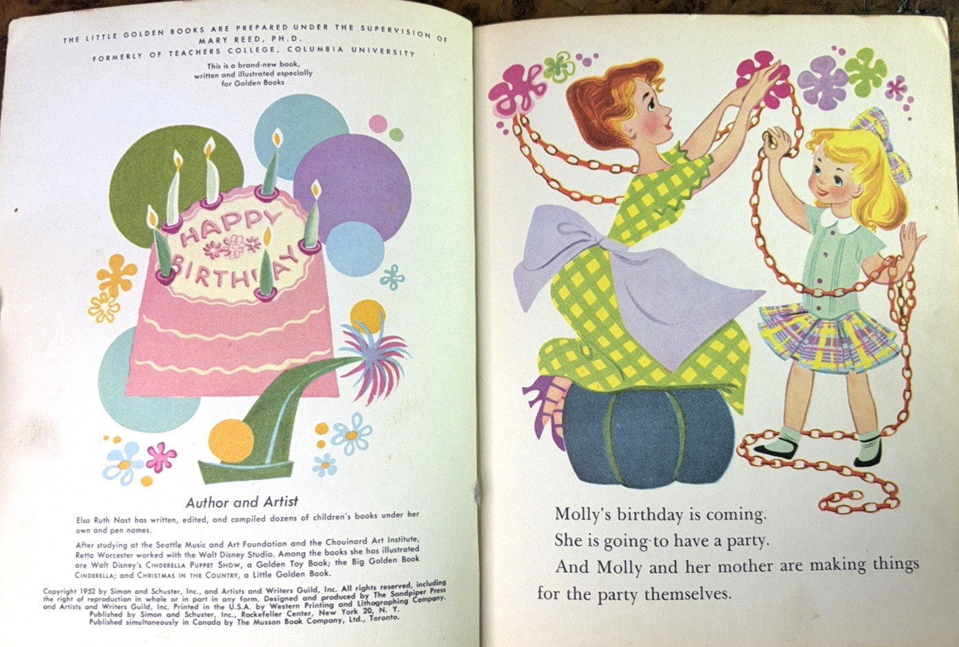 Vintage Children’s Little Golden Book HAPPY BIRTHDAY 1952 First Edition UNCUT!