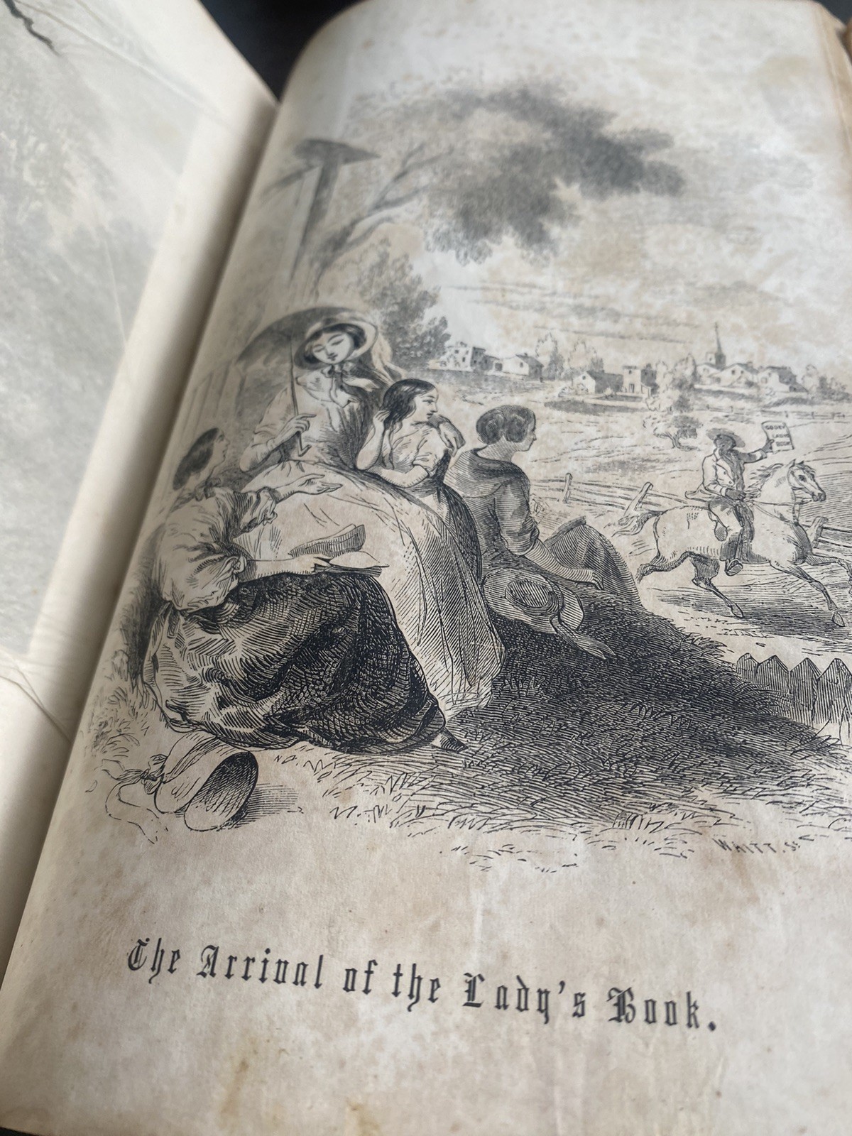 1854 Jan-June GODEY’S LADY’S BOOK HARDCOVER WOMEN’S FASHION COLOR ENGRAVINGS