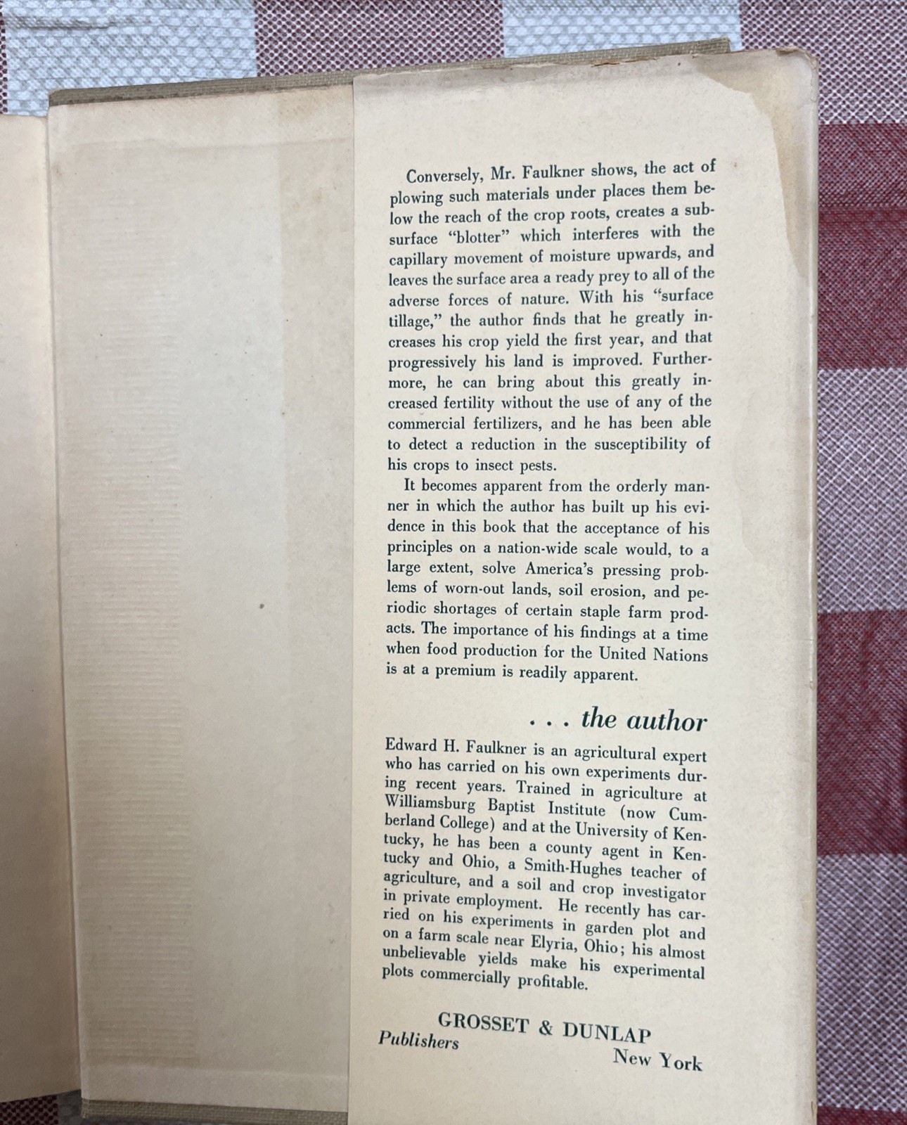 Plowman’s Folly by Edward H. Faulkner Hard Cover First Edition Dust Jacket 1943