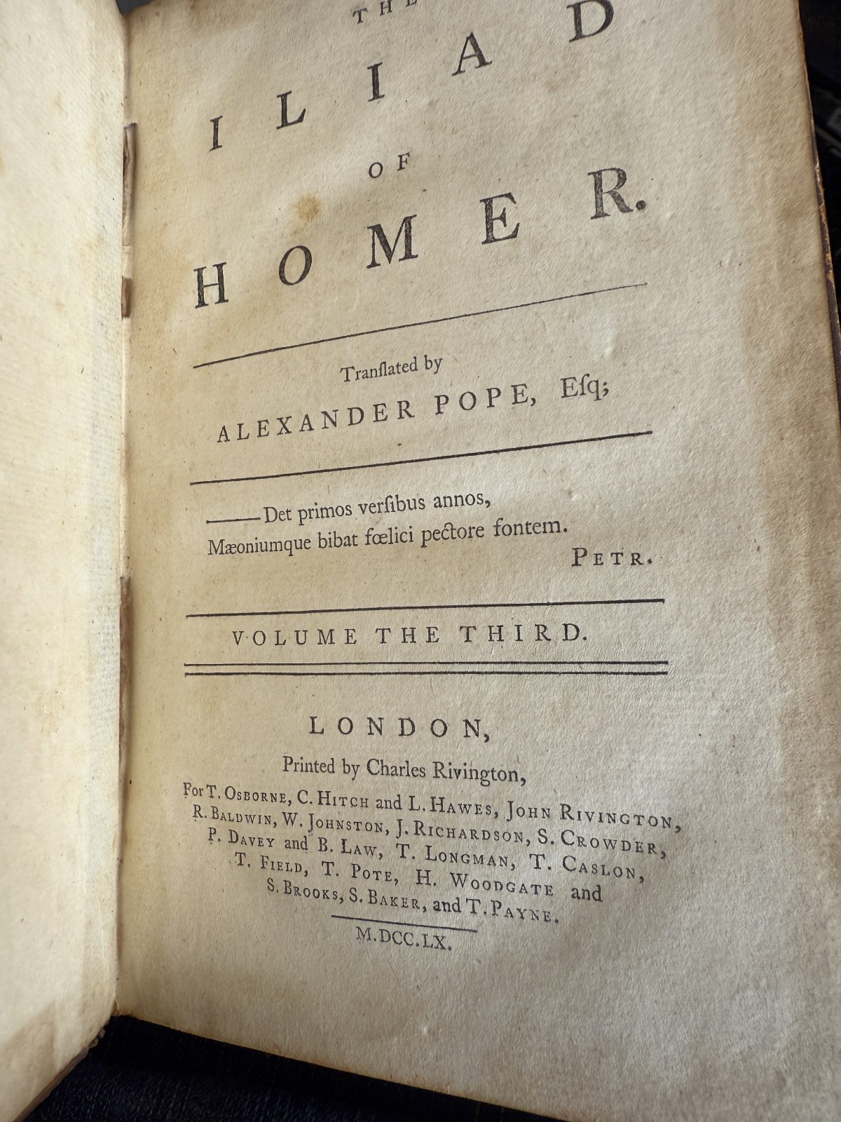 Homer’s The Odyssey Translated by Alexander Pope 1760 5vol Charles Rivington