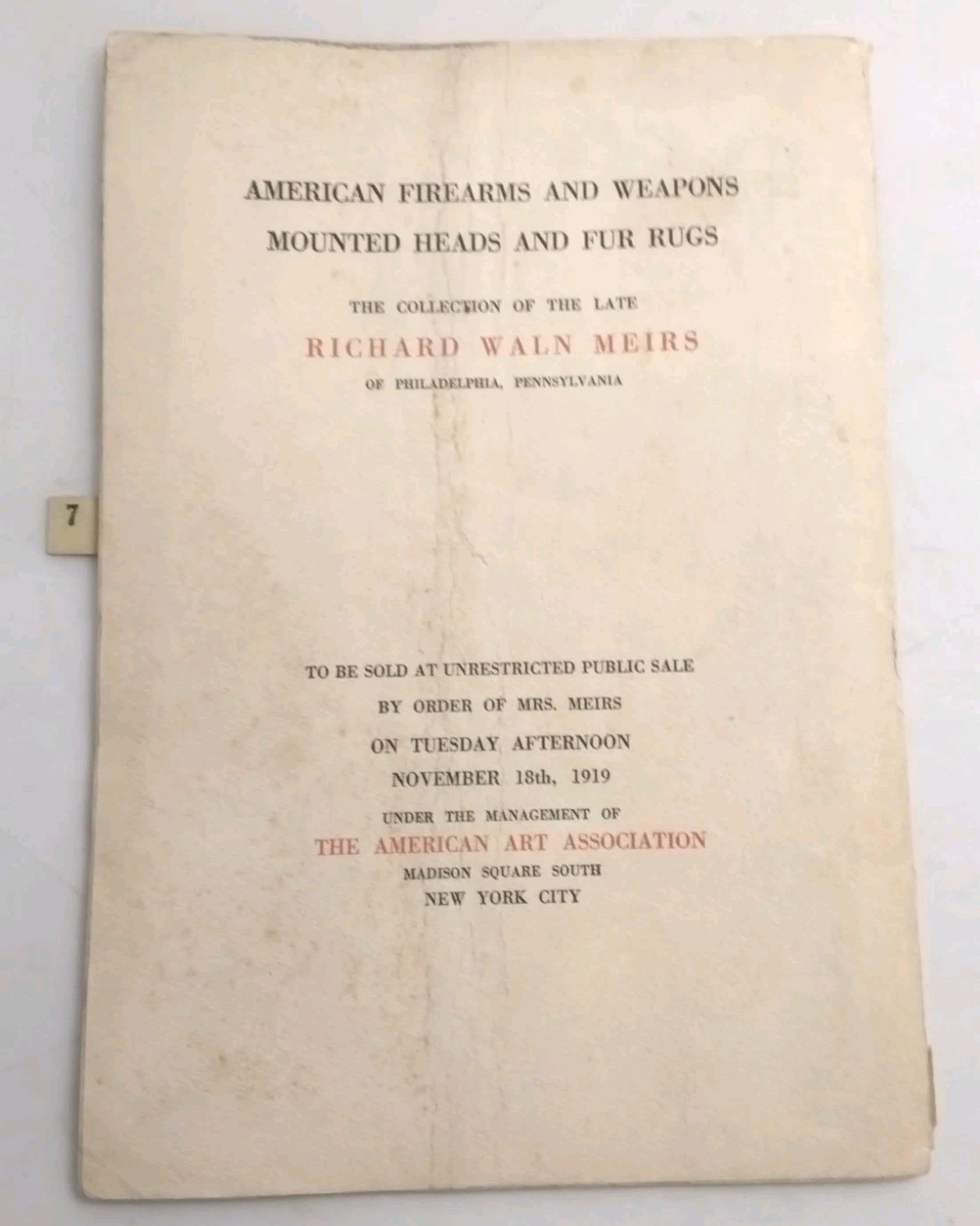 Collection Of The Late Richard Waln Meirs 1919 Softcover Writing On Cover Inside