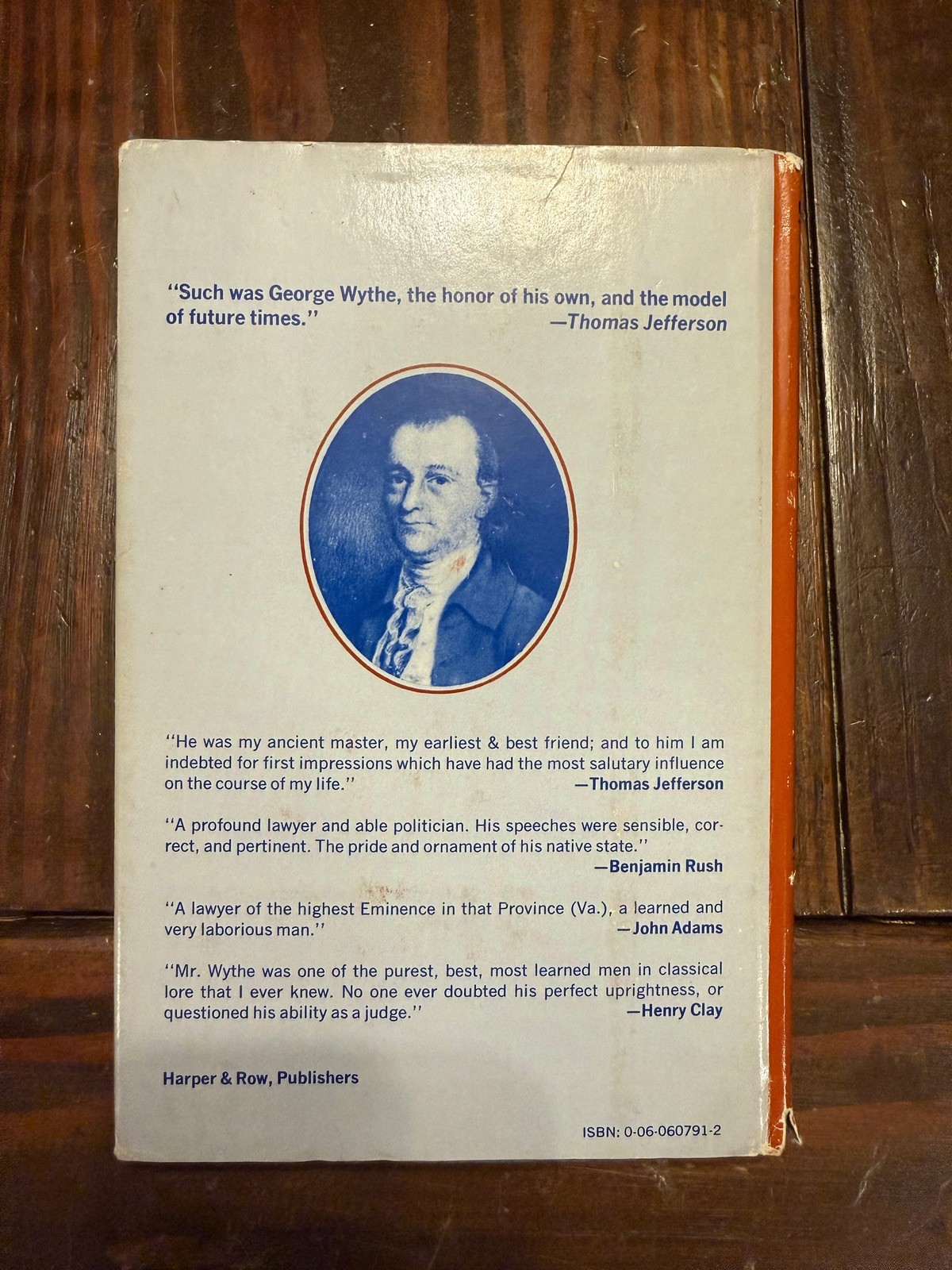 George Wythe of Williamsburg by Joyce Blackburn Signed 1st Harper & Row HC DJ