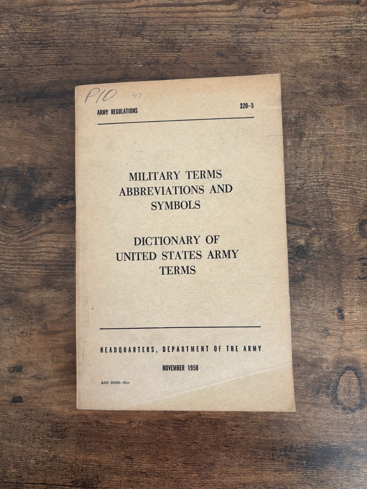 Army Regulations 320-5 Military Terms Abbreviations Symbols 1958 U.S. Army