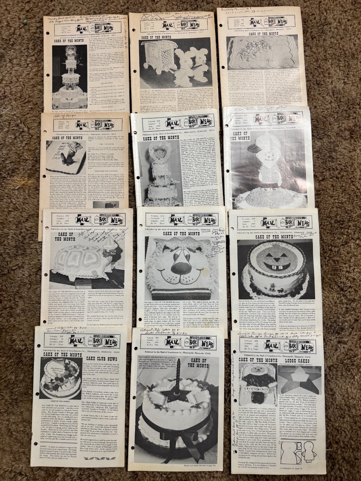 Large Collection of Vintage Mailbox News “Cake of the Month” Magazines 1968-1975