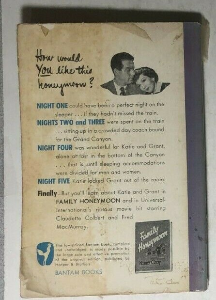 FAMILY HONEYMOON by Homer Croy (1949) Bantam movie paperback