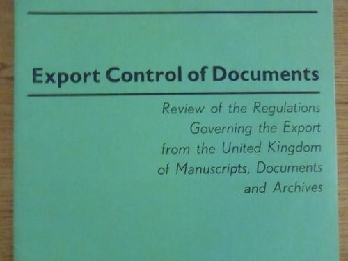 UK Export Controls Lot – PATRIMONY MANUSCRIPTS & ARCHIVES POLICY – 1966-67
