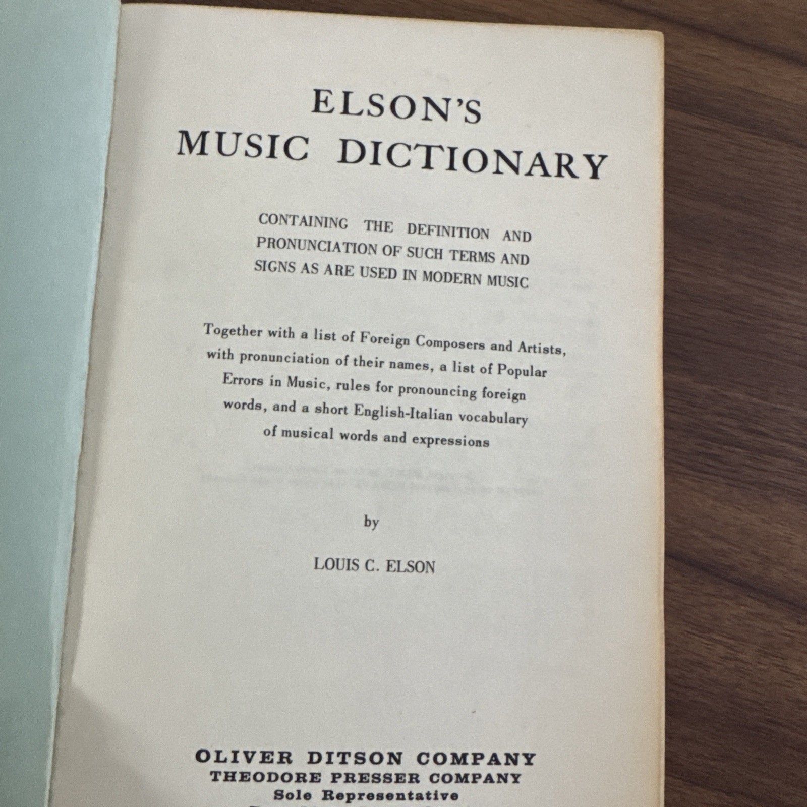 Elson’s Music Dictionary (signed)