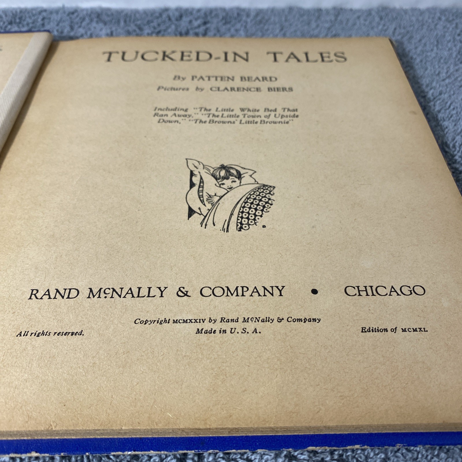 1939 Tucked-In Tales Children’s Story Book by Patten Beard – Stiff Board Covers