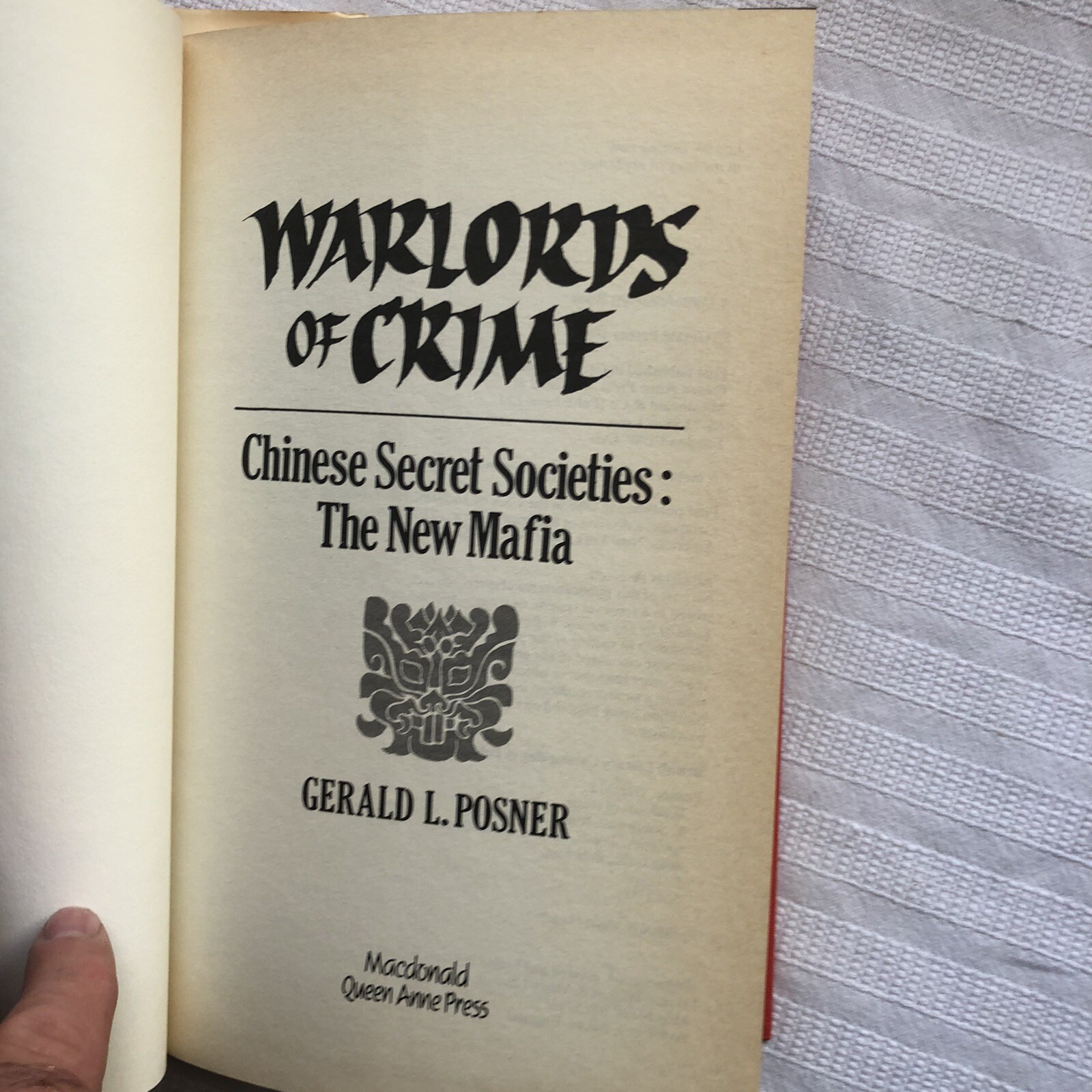 War Lords Of Crime Chinese Secret Societies Gerald L Poster 1st HB/DJ