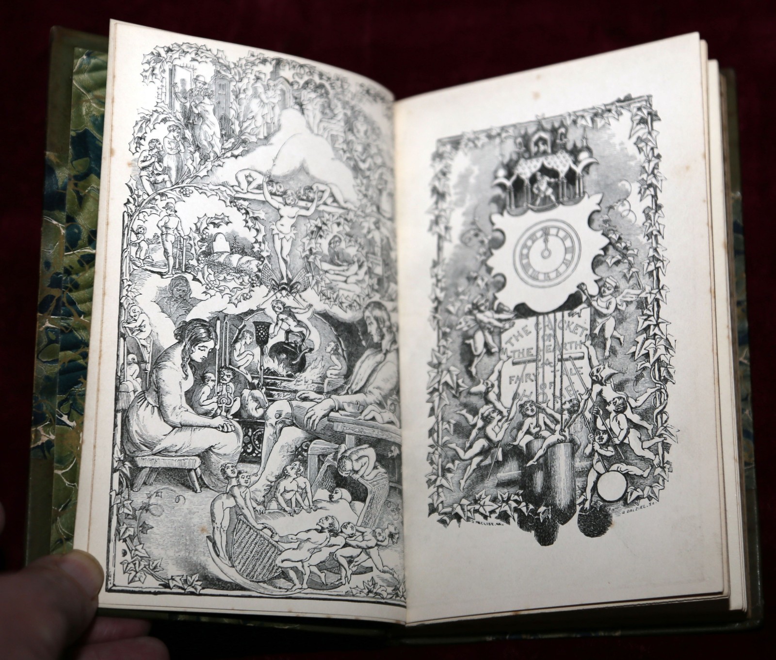 EXRare 1890 CRICKET ON HEARTH DICKENS FINE BINDING LEATHER LIKE CHRISTMAS CAROL