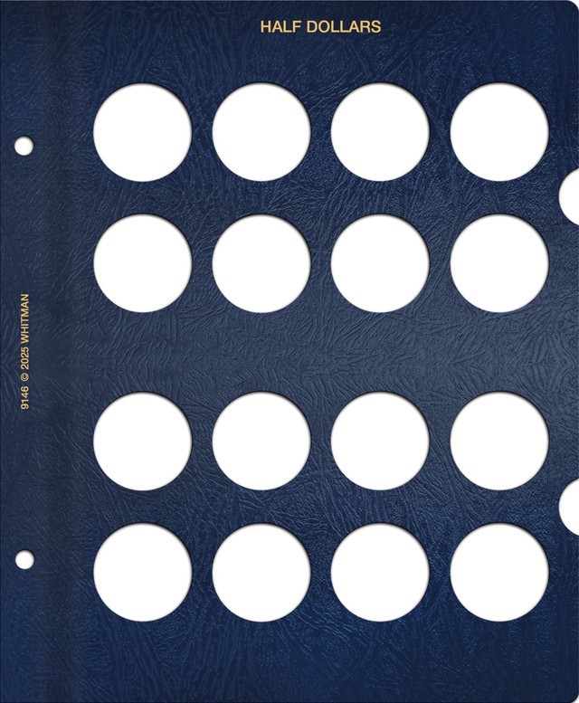 2 Whitman Album Pages For US Half Dollar Coins 16 Holes Safe Storage New Deal