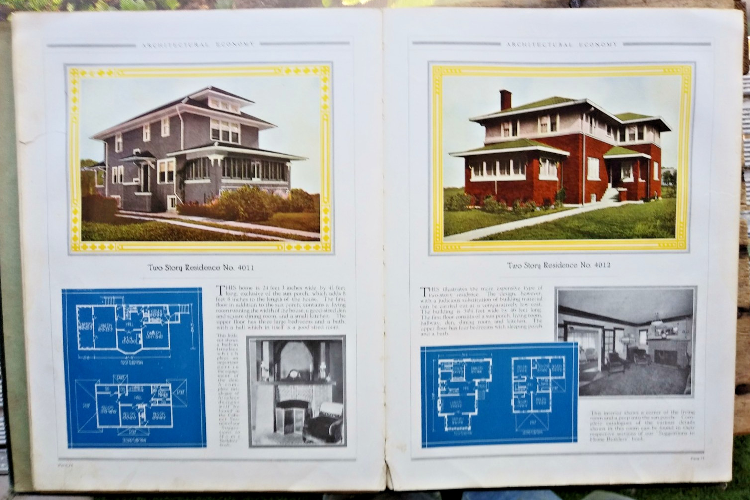Architectural Economy 1920 House Home Floor Plan Design Book Bungalow Prairie