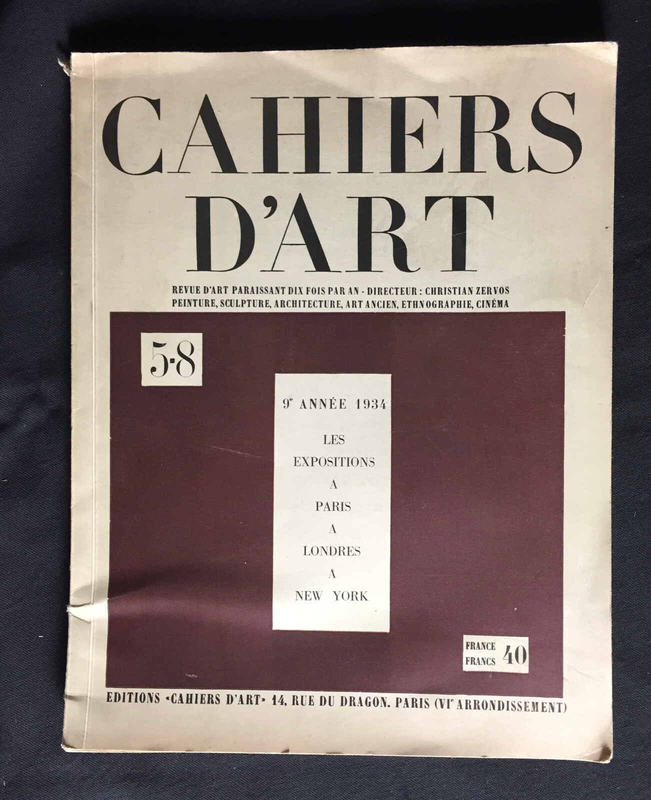 CAHIERS D’ART, 5-8 9e anne 1934 paris london and new york rare art journal