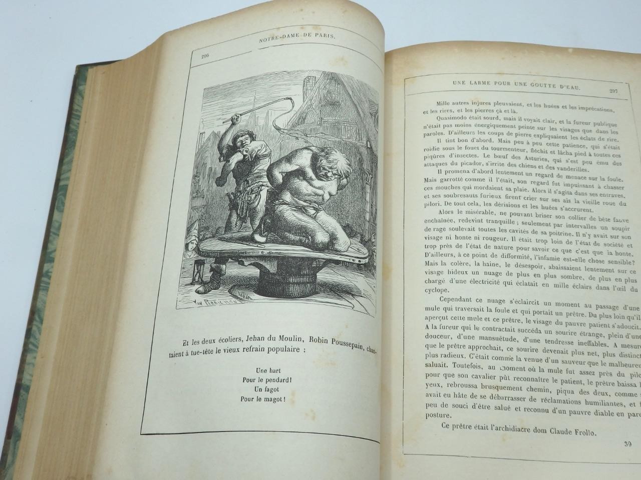c1880 HUNCHBACK of NOTRE-DAME in FRENCH – Victor Hugo VERY CLEAN Leather Binding
