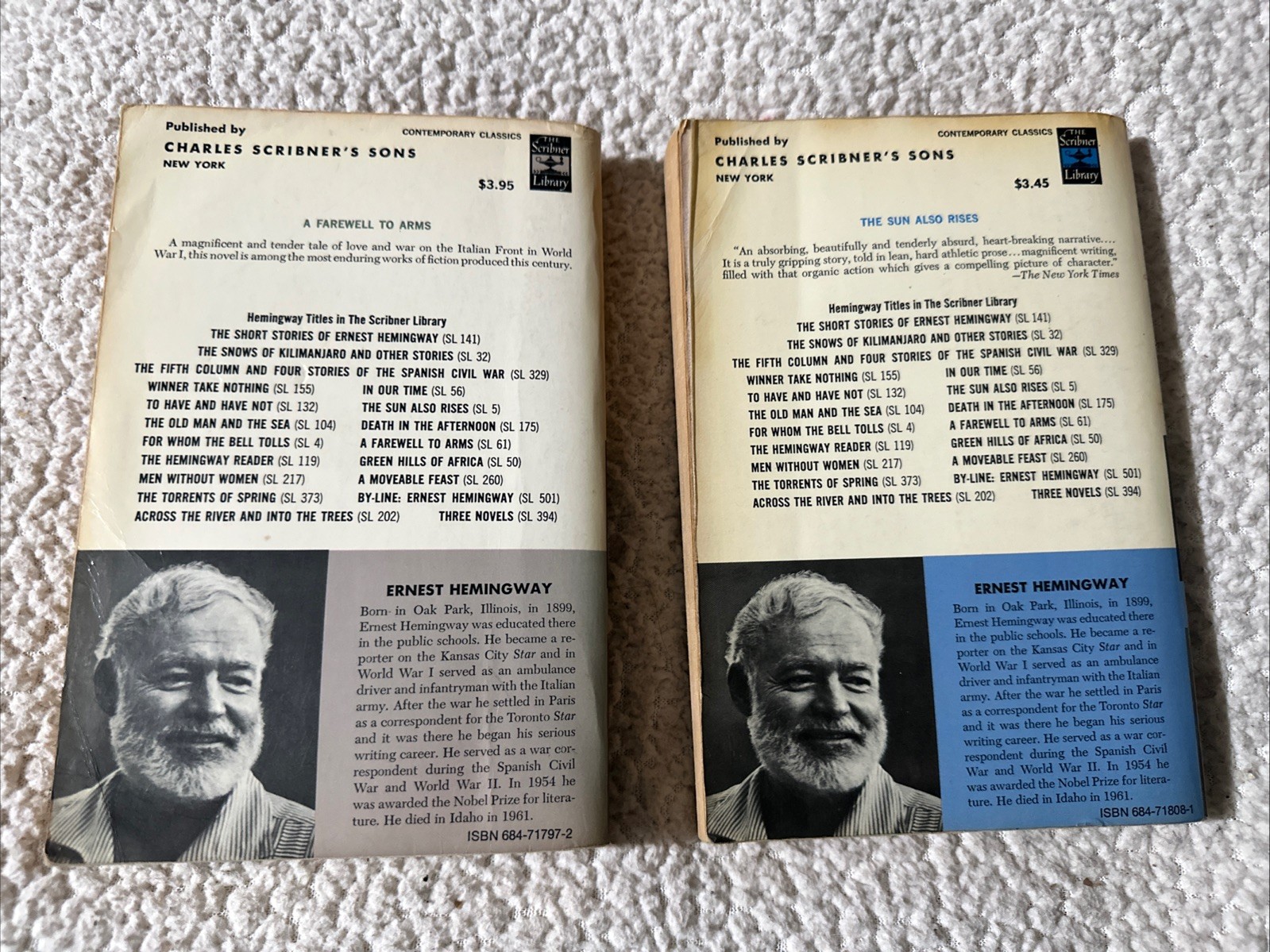 Vintage Lot 2 ERNEST HEMINGWAY Scribners Trade Paperback Books SL5 SL61