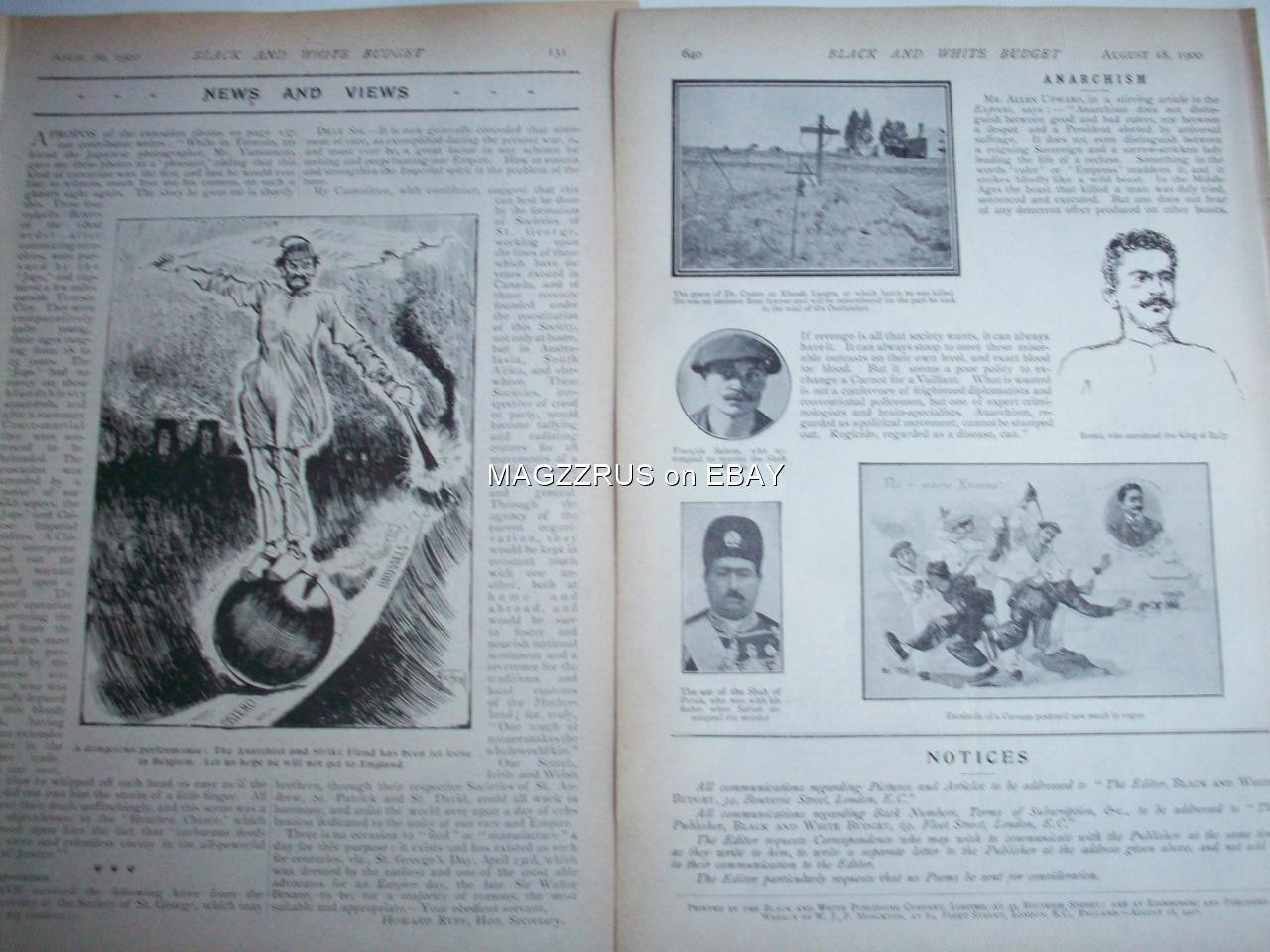 1900 ANARCHISM Anarchy Anarchist in Europe : 3 x magazine articles 8