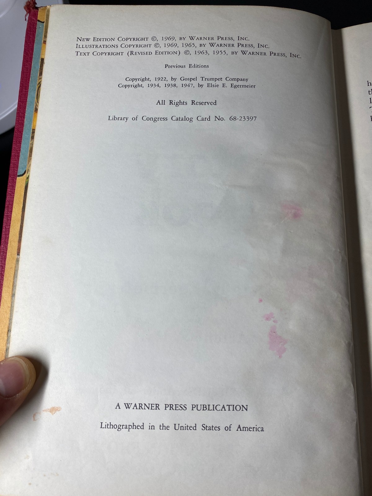 Egermeier’s Bible Story Book (1969) Warner Press Hardcover Illustrated