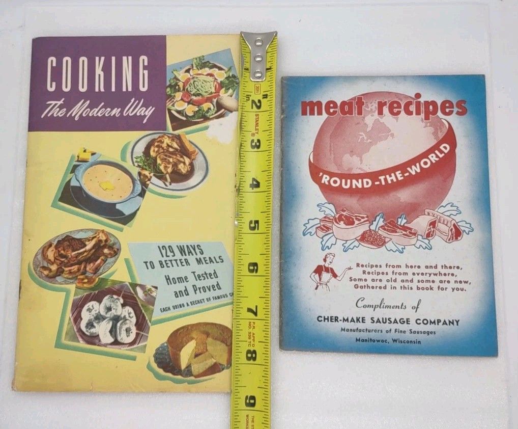 (2) LOT 1955 Meat Recipes ‘Round The World & 1948 Cooking The Modern Way