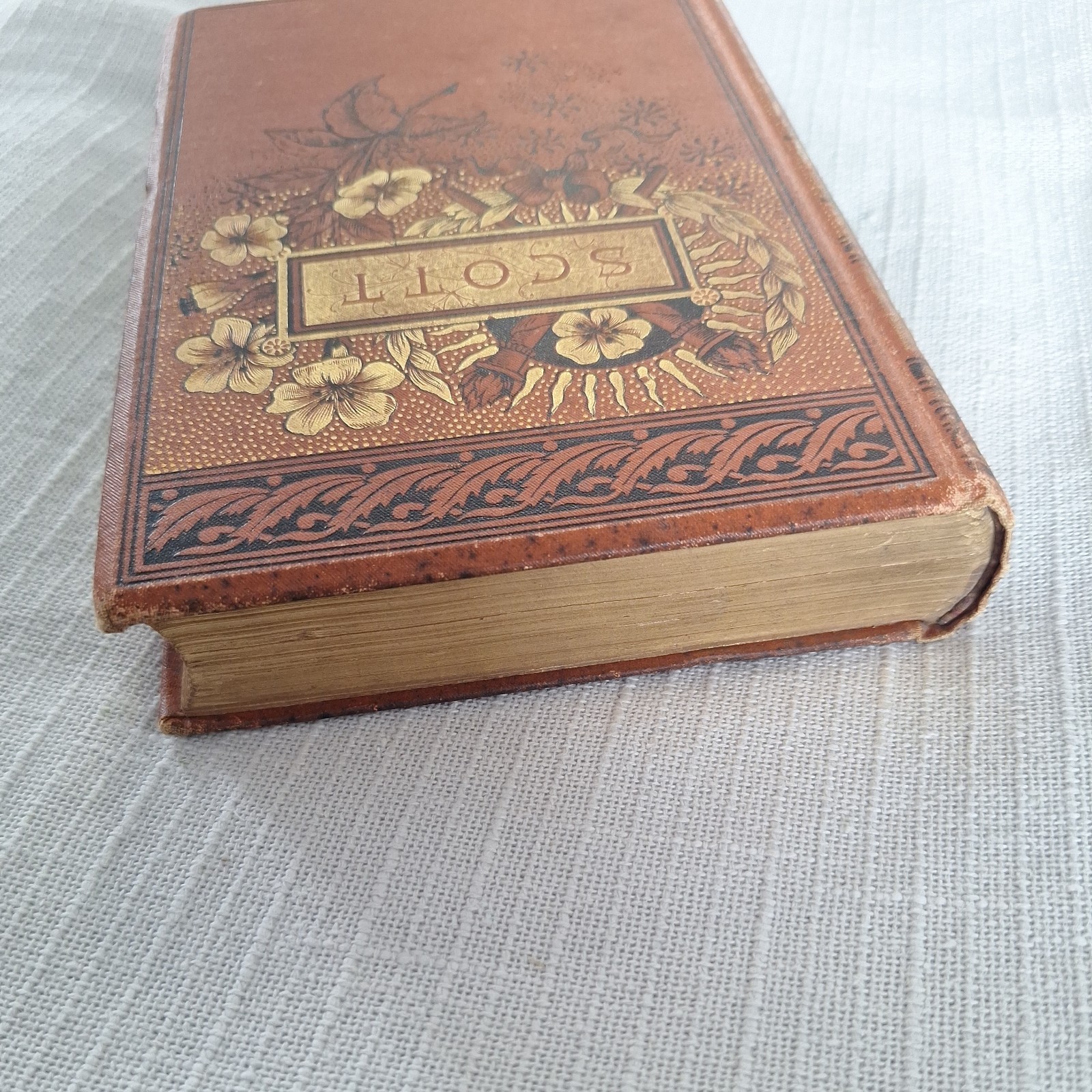 Vintage Sir Walter Scott The Poetical Works Illustrated HC Book edges