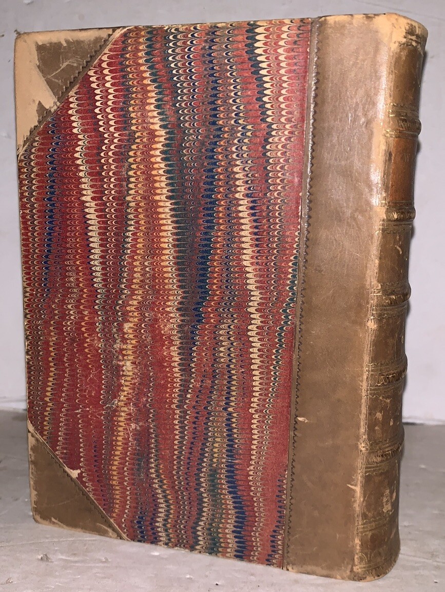 c. 1870, ESSAYS ON NATURAL HISTORY, by CHARLES WATERTON, PERIOD LEATHER BINDING