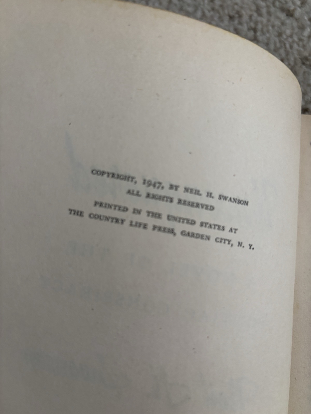 Unconquered a Novel by Neil H. Swanson (1947 Hardcover with DJ by Doubleday