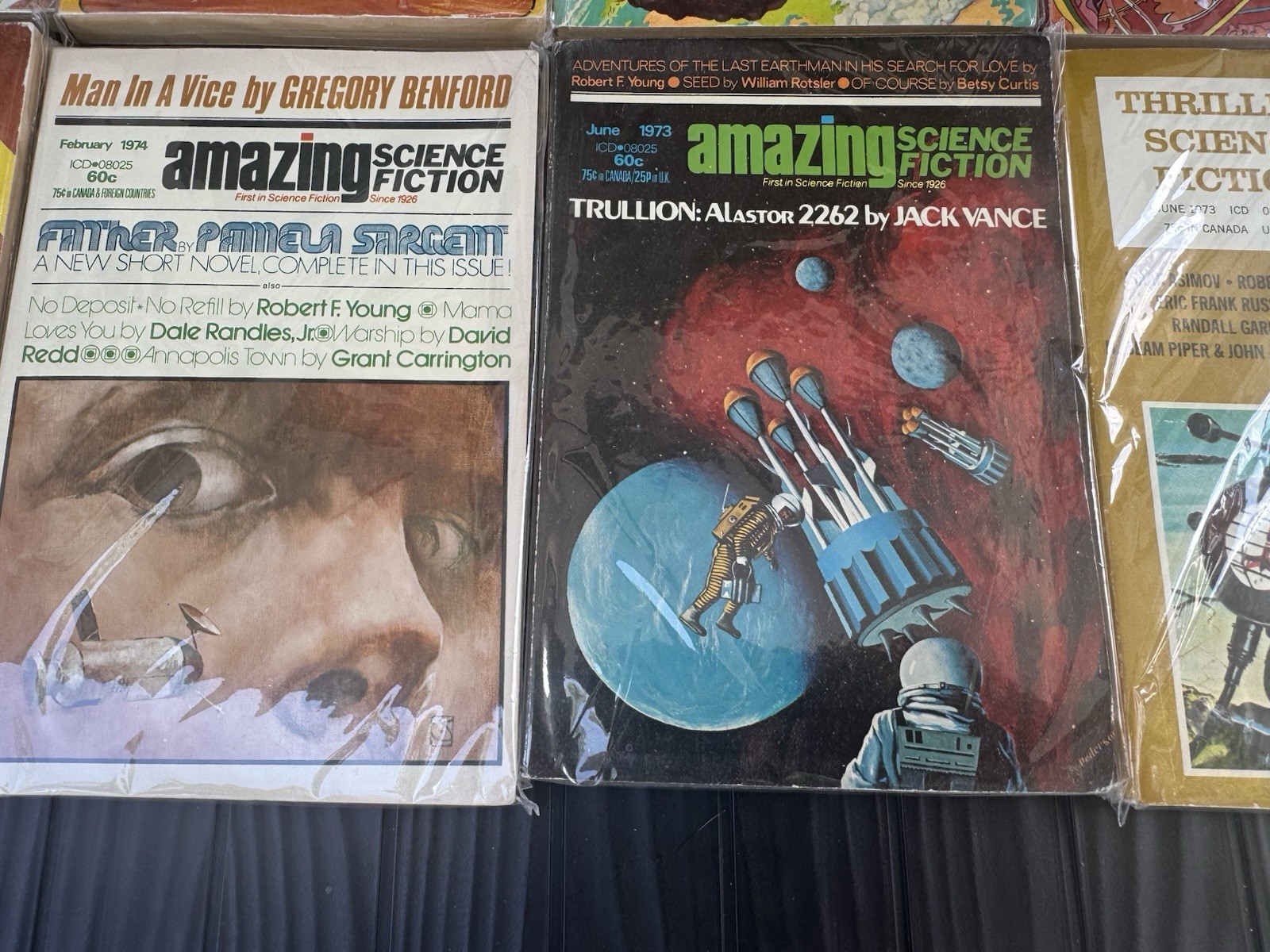 10 LOT : 1970s Science Fiction Magazines THRILLING AMAZING SCI FI ANALOG & More