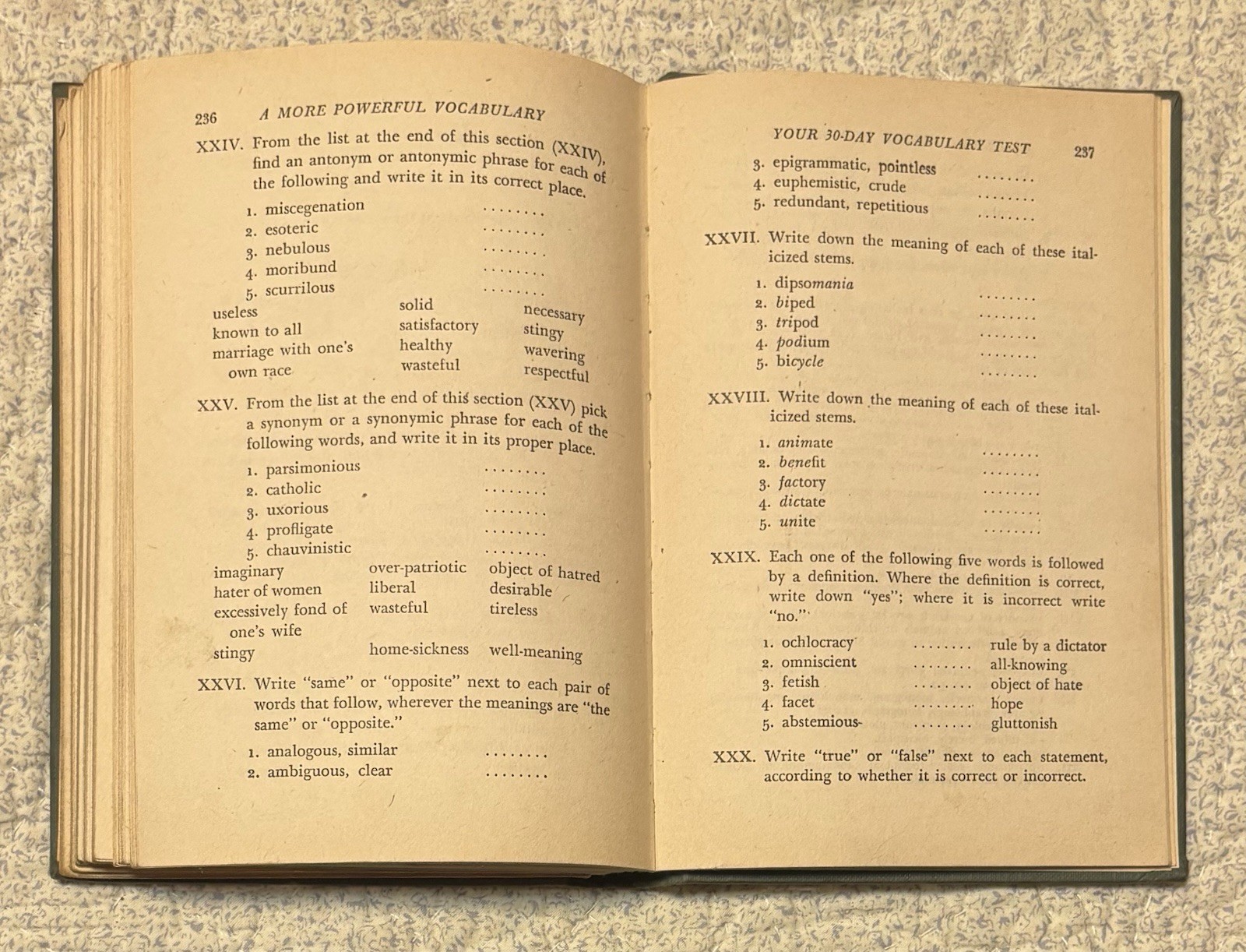 1952- “30 Days To A More Powerful Vocabulary” By: Wilfred Funk