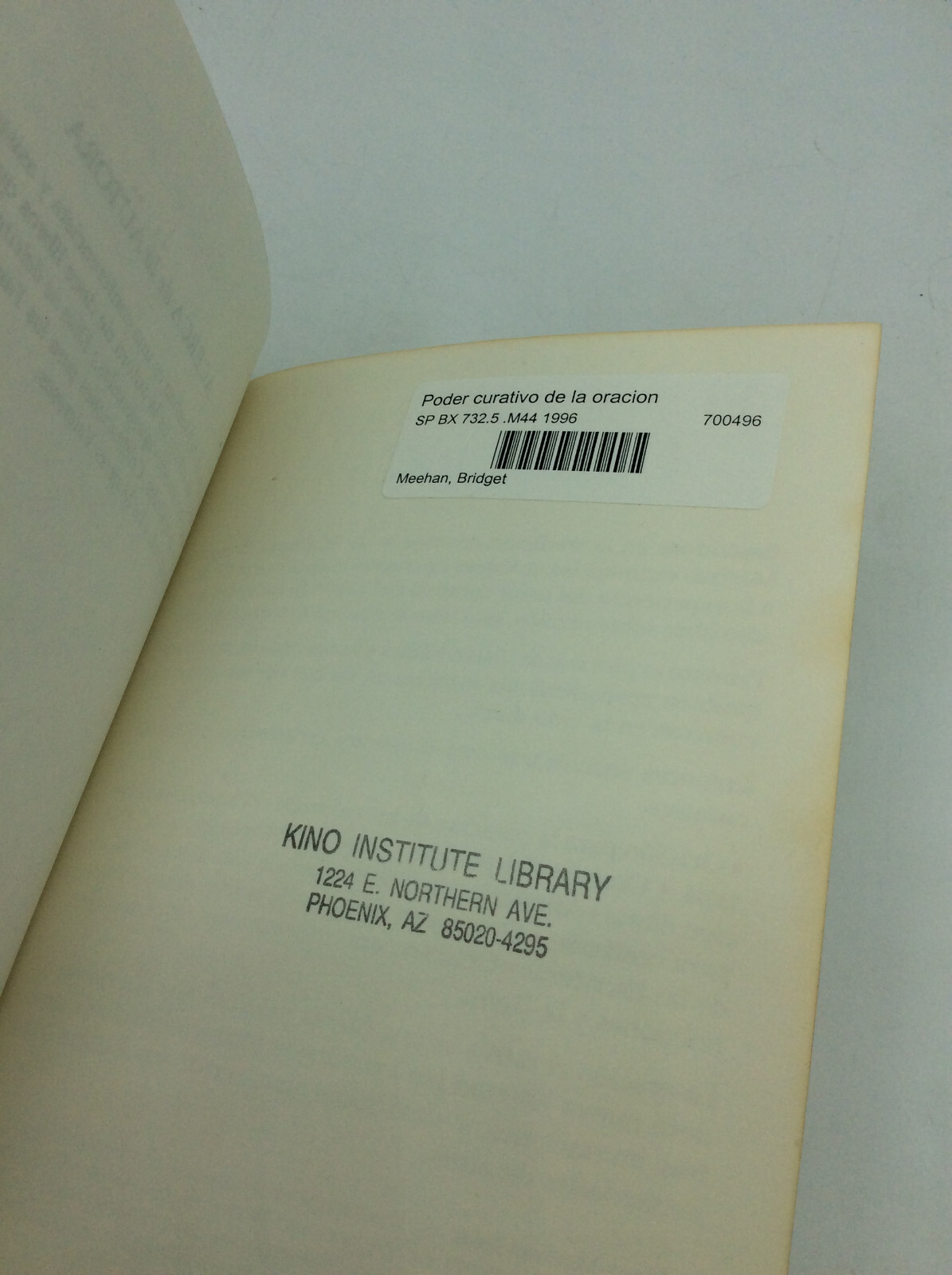 EL PODER CURATIVO DE LA ORACION – Bridget Mary Meehan – 1999 – Spanish Catholic