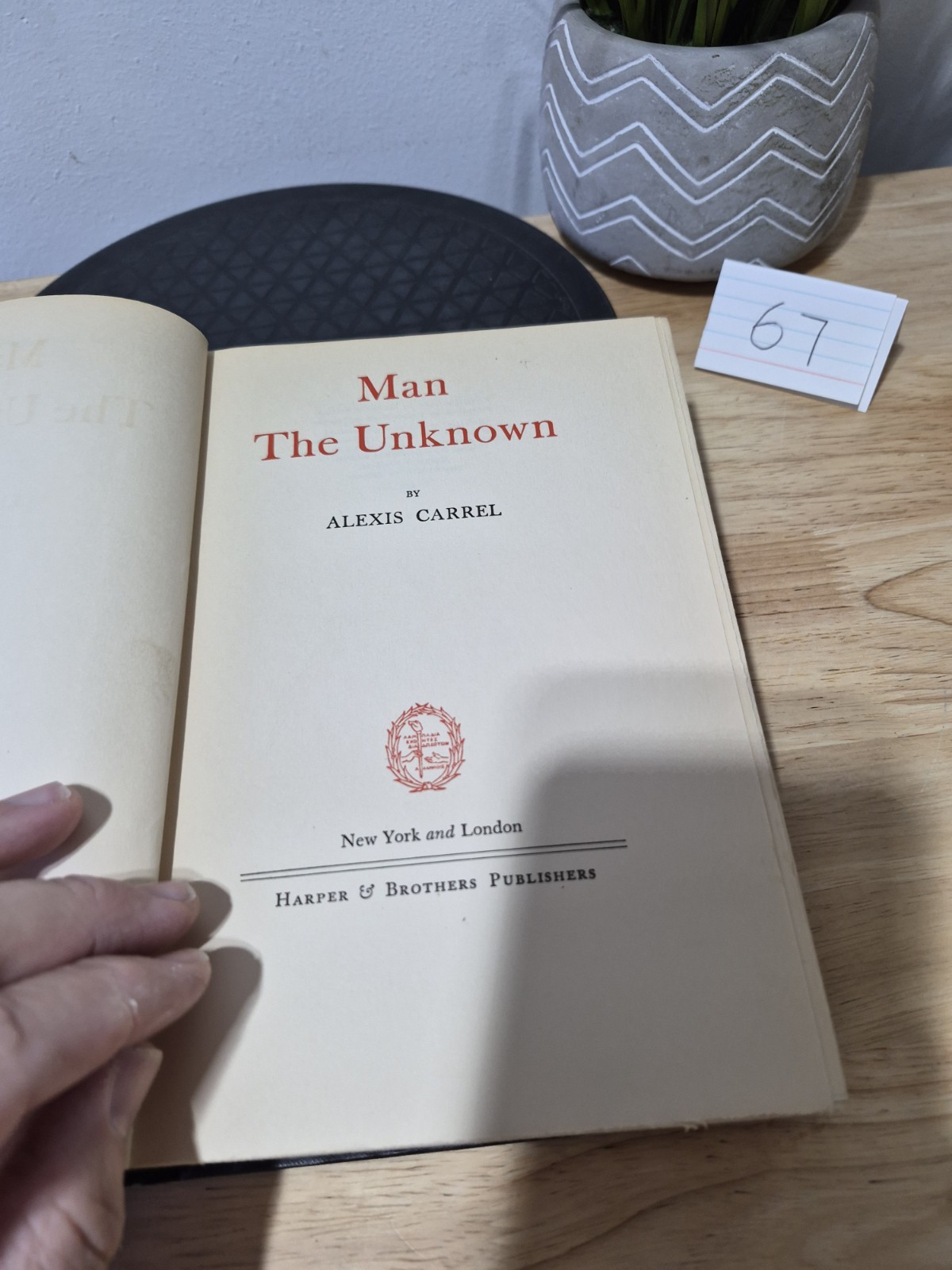 Man, The Unknown By Alexis Carrel (1938, Hardcover 27th Ed) Harper & Brothers