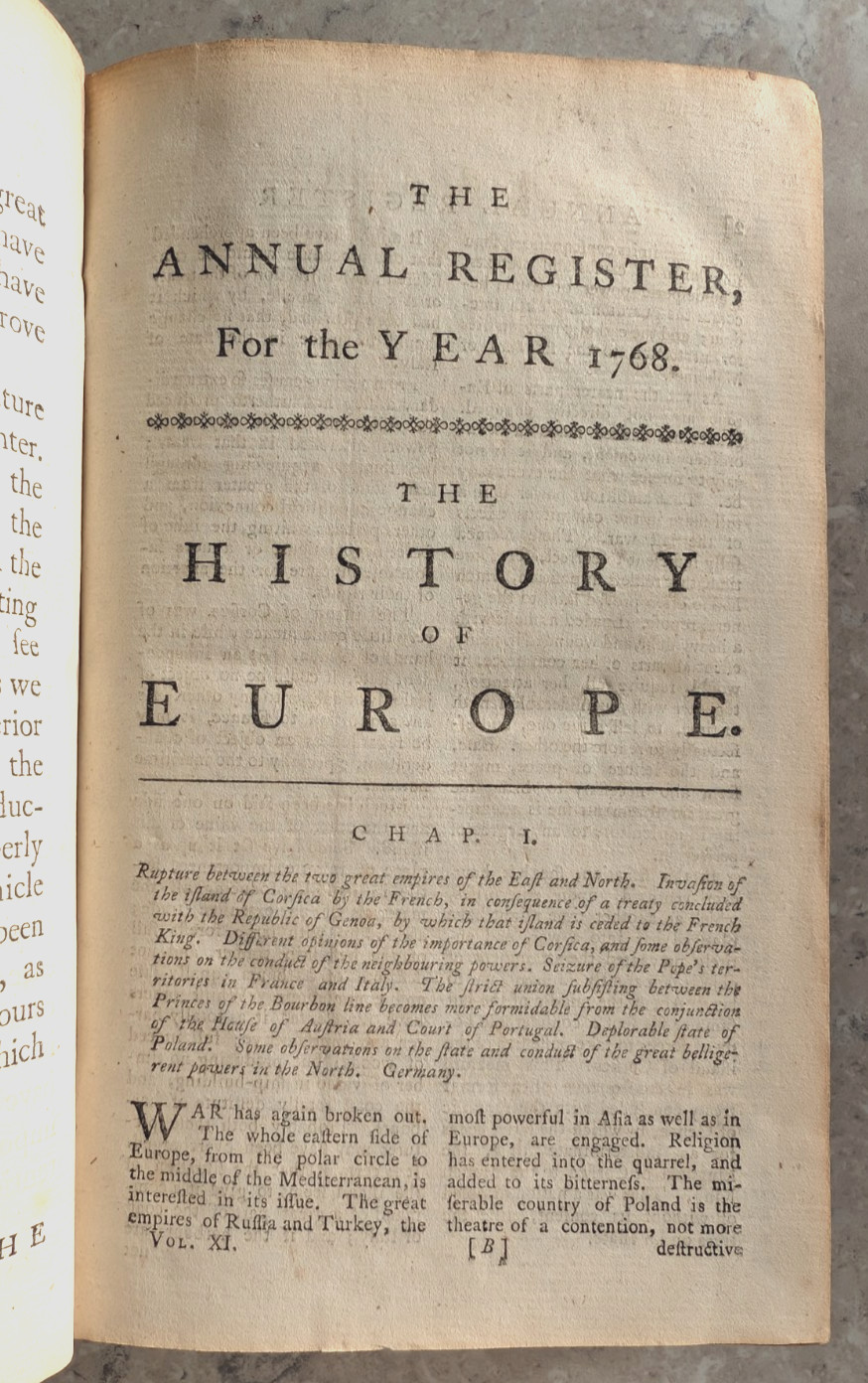 ANNUAL REGISTER HISTORY POLITICS & LITERATURE Disturbance in the Colonies 1768