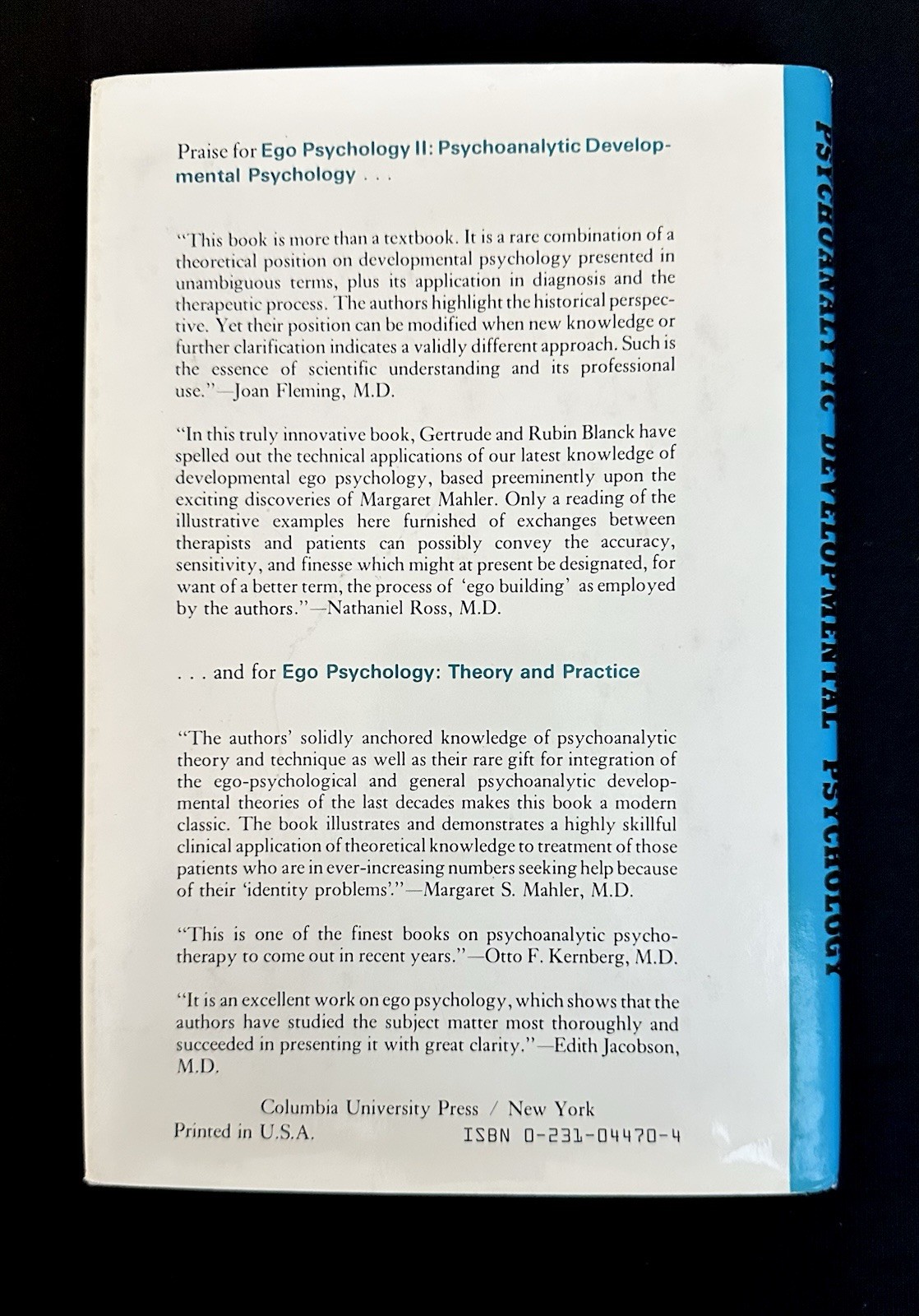 Ego Psychology II Psychoanalytic Developmental Psychology Blanck HC DJ 1979 VG