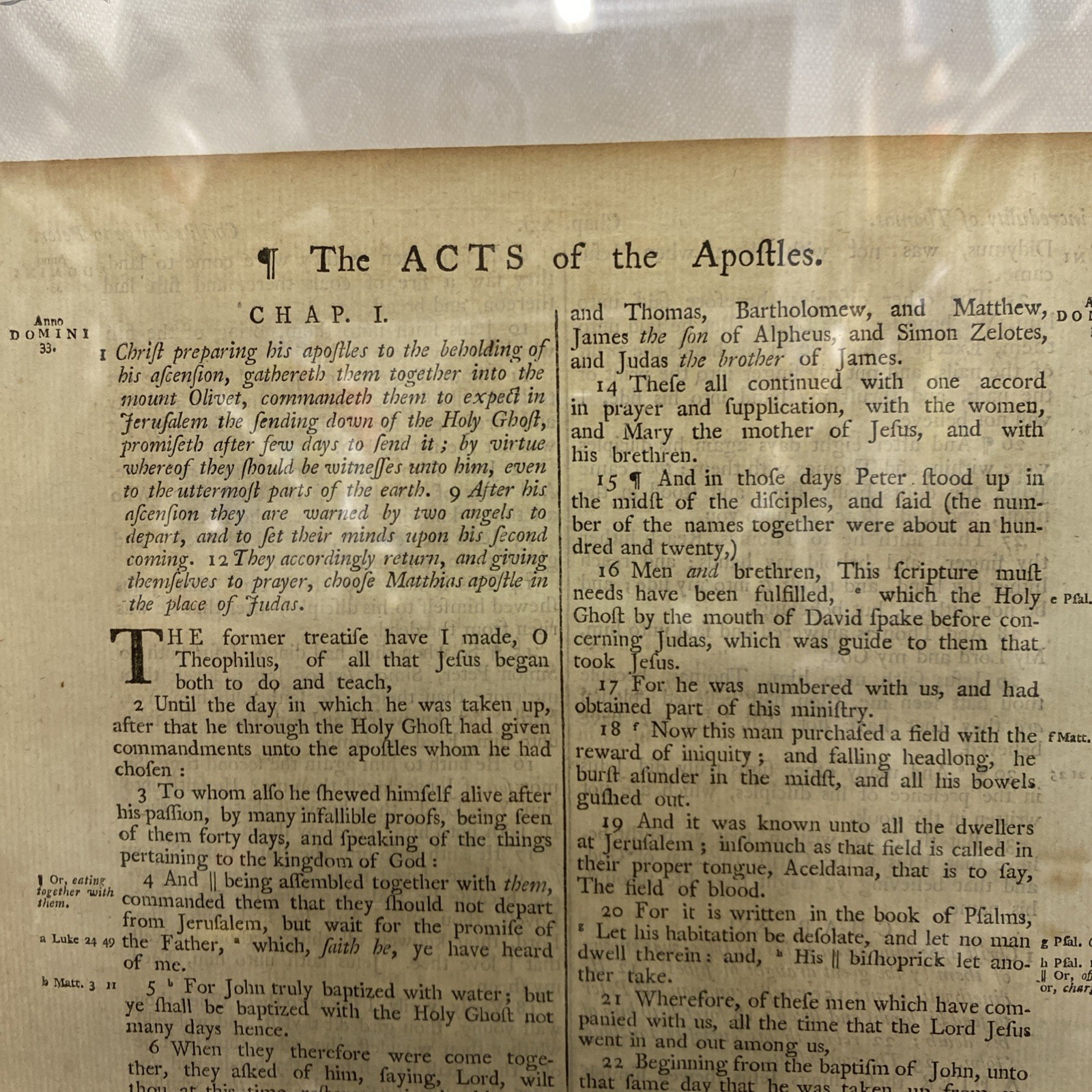 1578 Geneva Bible Leaf, First Pulpit Folio printed in England The Acts Of The