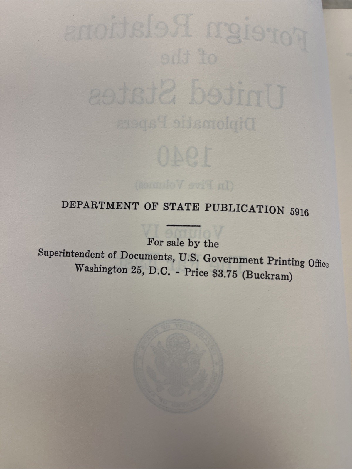 Foreign Relations Of The United States/1940/ Vol4/ Far East
