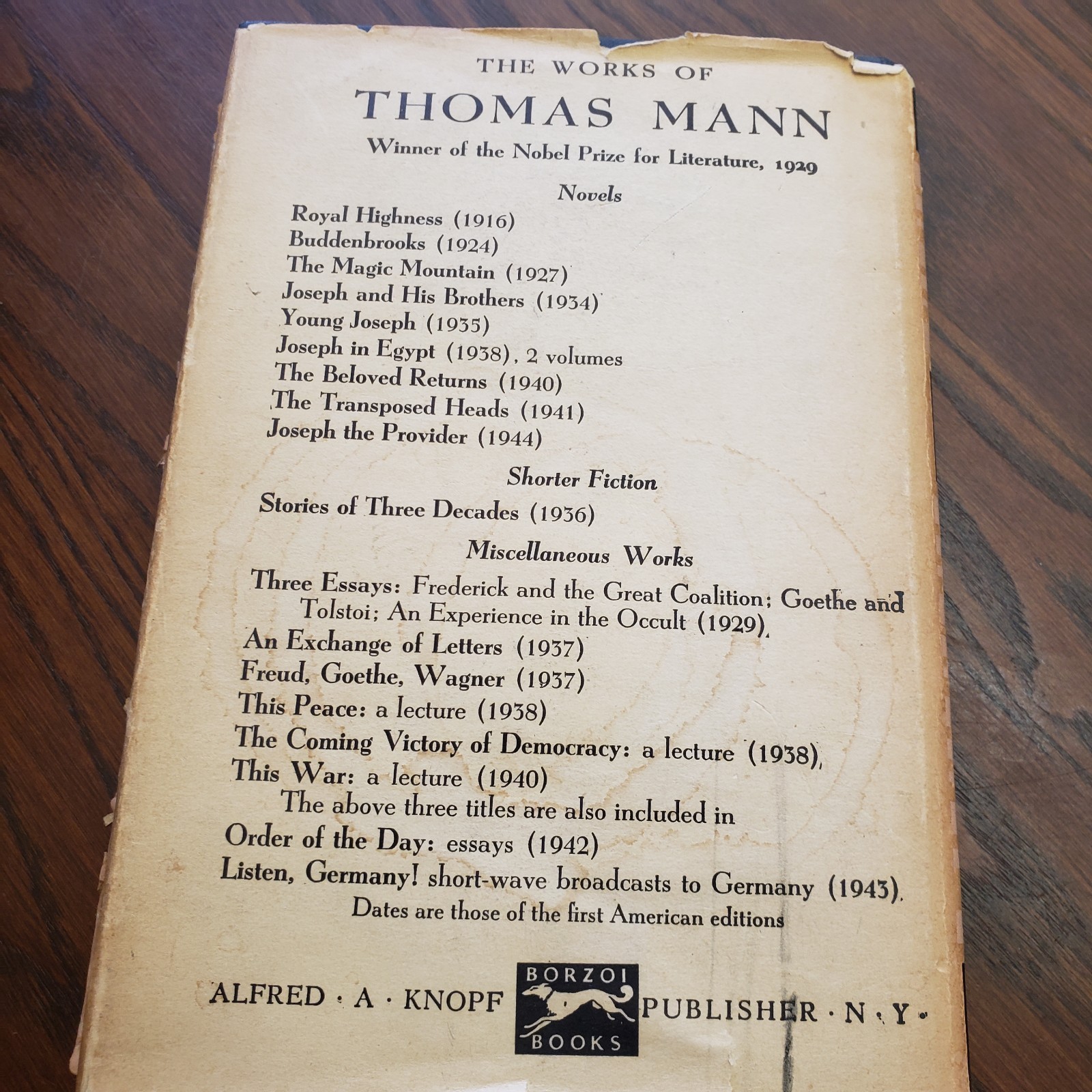 Young Joseph Thomas Mann 8th Print Published 1945