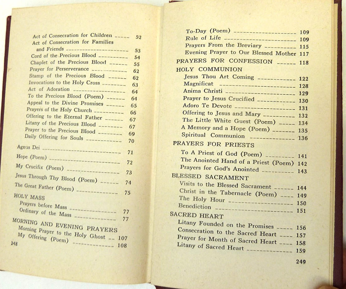 1947 Catholic WATER FROM THE FOUNTAINS OF THE PRECIOUS BLOOD, HB, Pocket Size