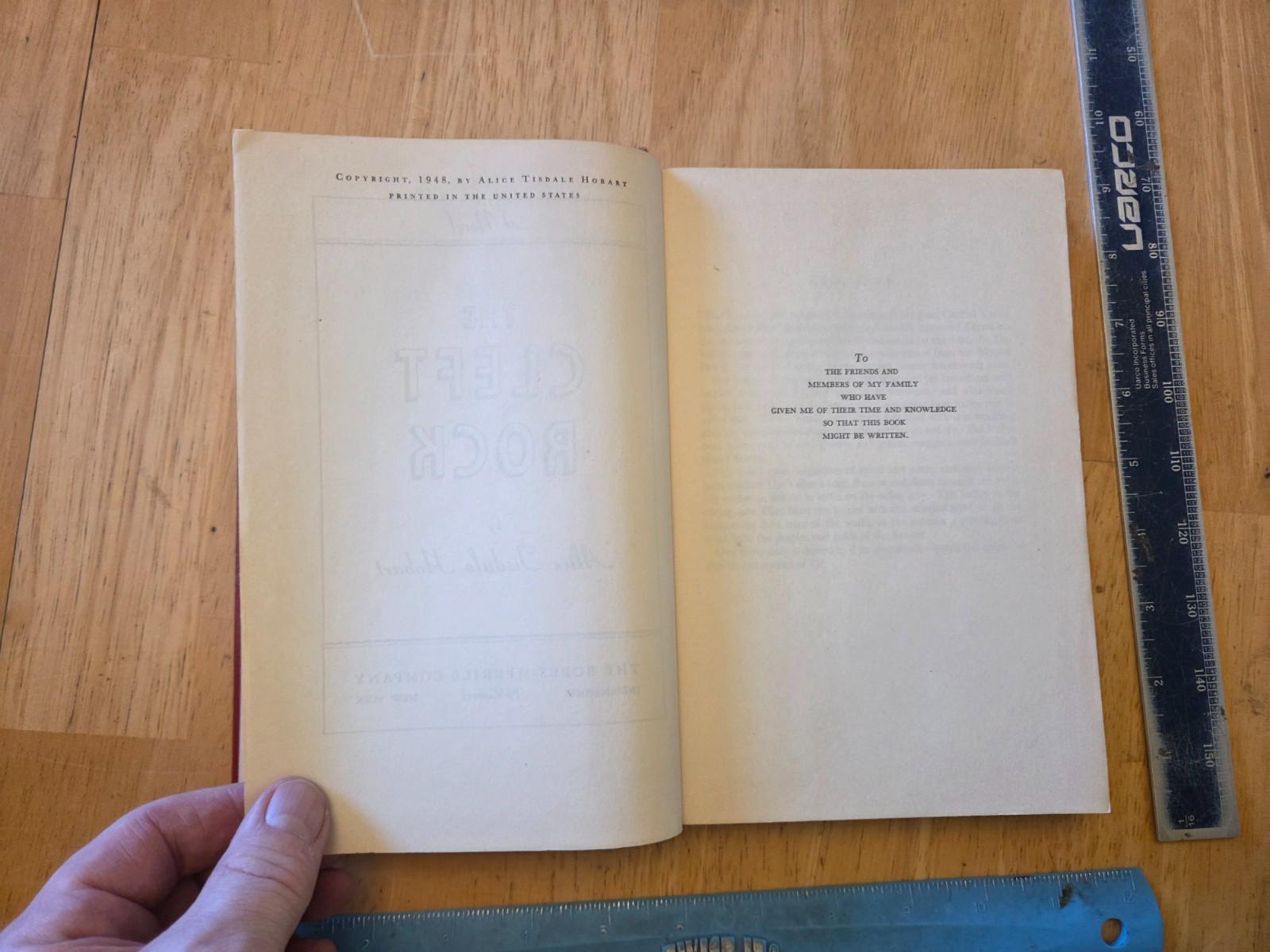 The Cleft Rock by Alice Tisdale Hobart – 1948 Bobbs-Merrell Hardcover