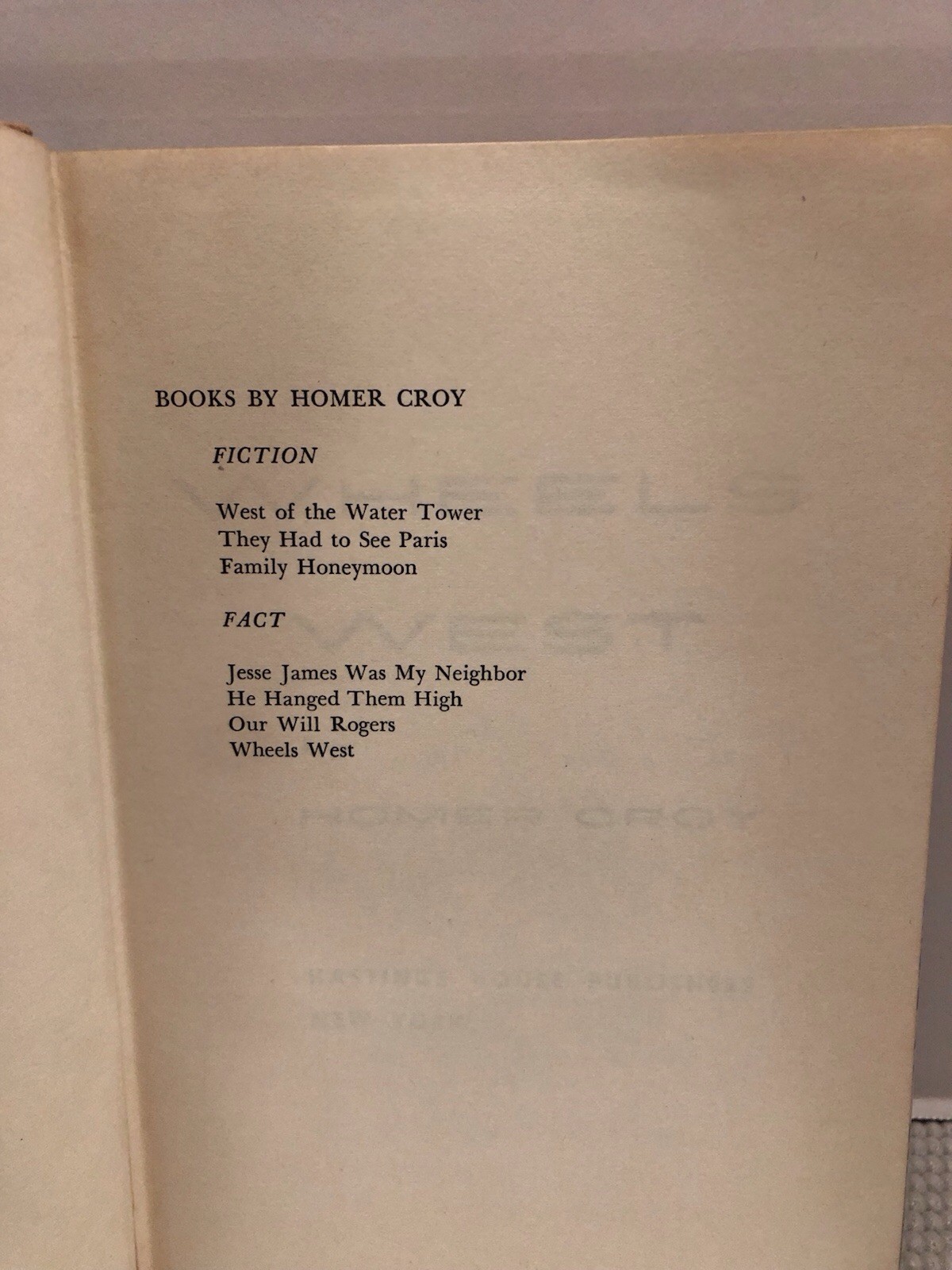 WHEELS WEST THE STORY OF THE DONNER PARTY BY HOMER CROY HISTORY BOOK 1955