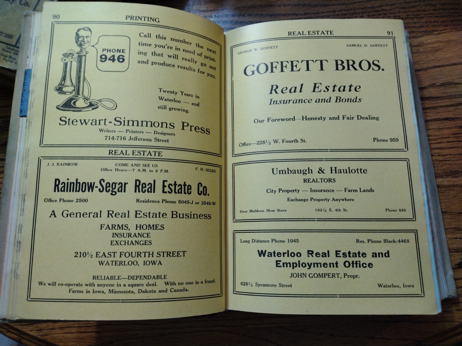 McCoy’s Waterloo & Black Hawk County Directory Buyer’s Guide 1922-23 611 pages