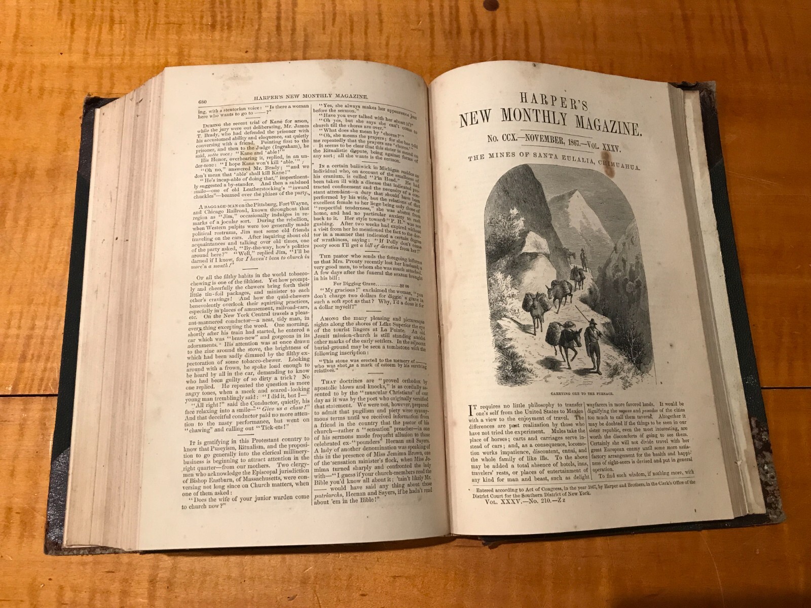 Antique Harper’s New Monthly Magazine Bound Vol 35 Nov. 1867 LEW WALLACE MINING