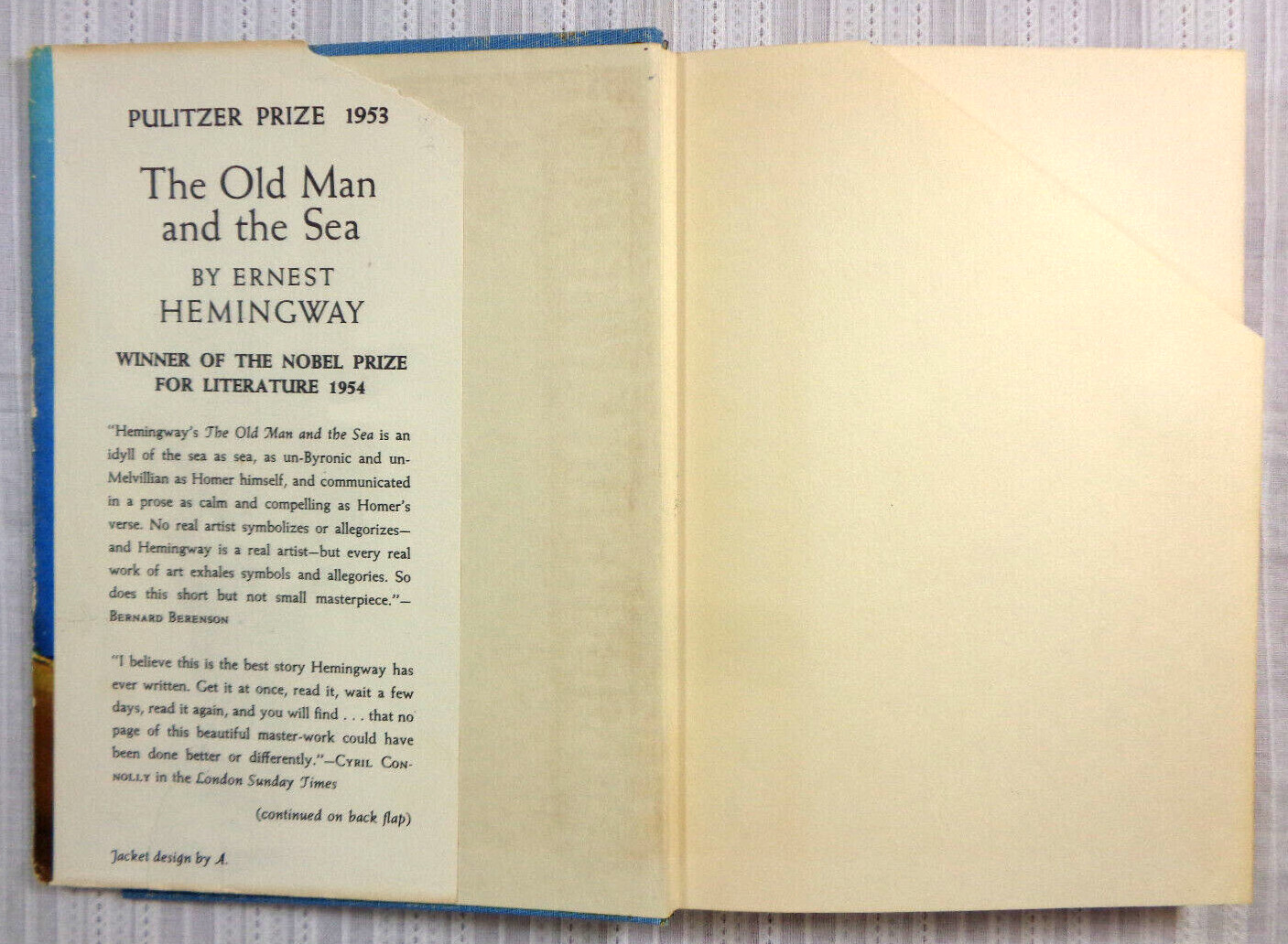 Ernest Hemingway – THE OLD MAN AND THE SEA 1952 HC/DJ Early Printing VG